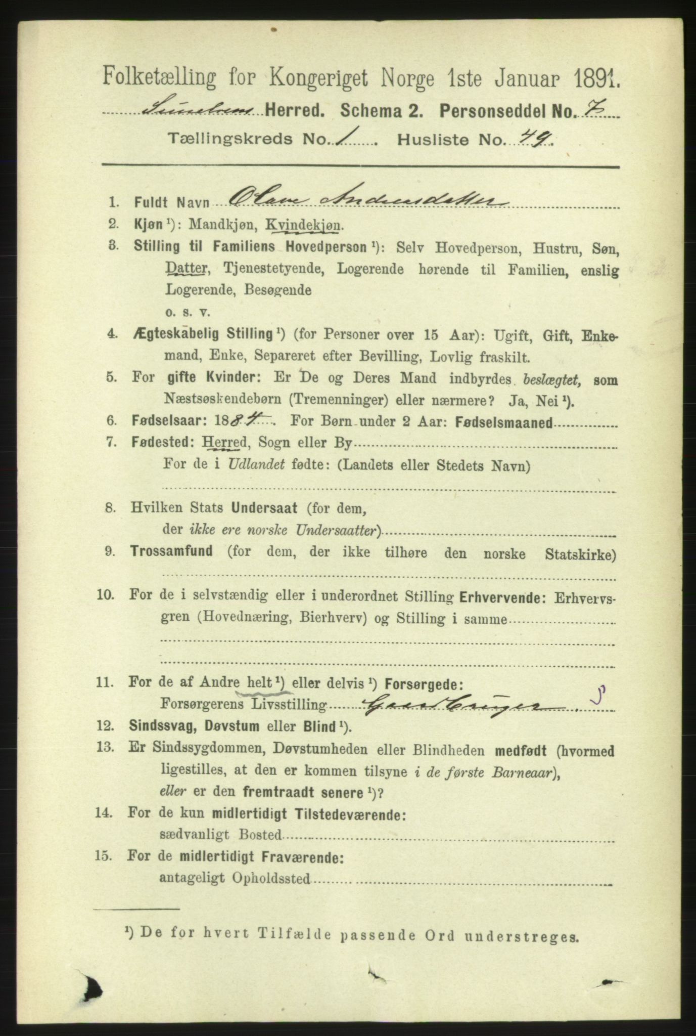 RA, 1891 census for 1523 Sunnylven, 1891, p. 346