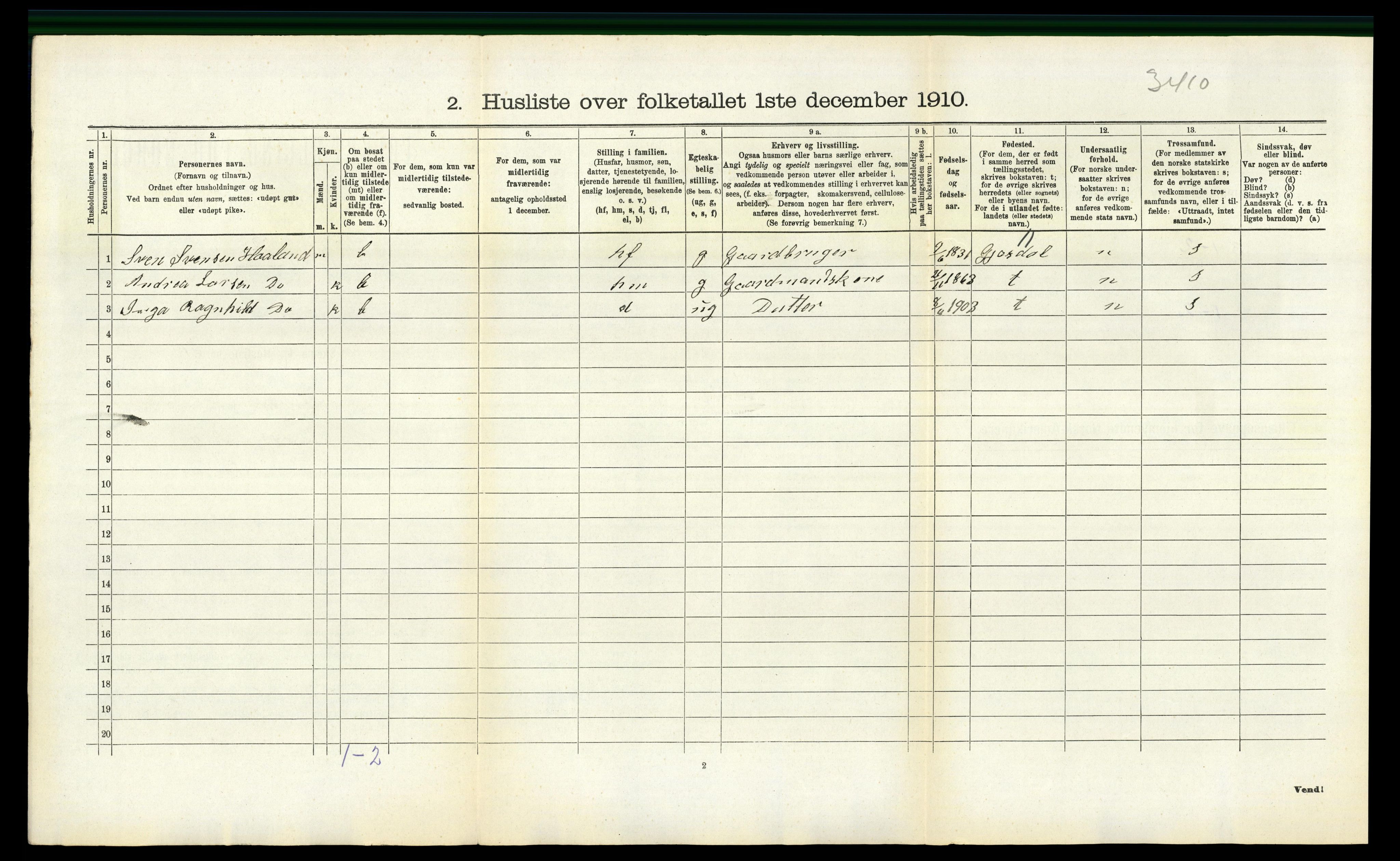 RA, 1910 census for Herad, 1910, p. 343