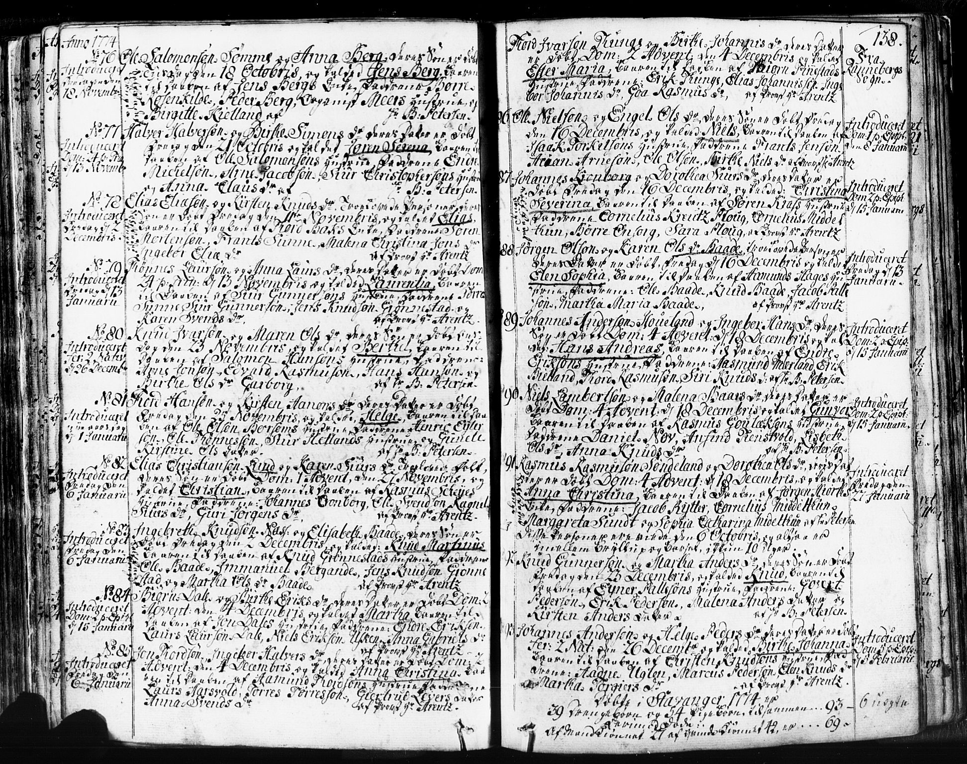 Domkirken sokneprestkontor, SAST/A-101812/001/30/30BB/L0004: Parish register (copy) no. B 4, 1752-1790, p. 138