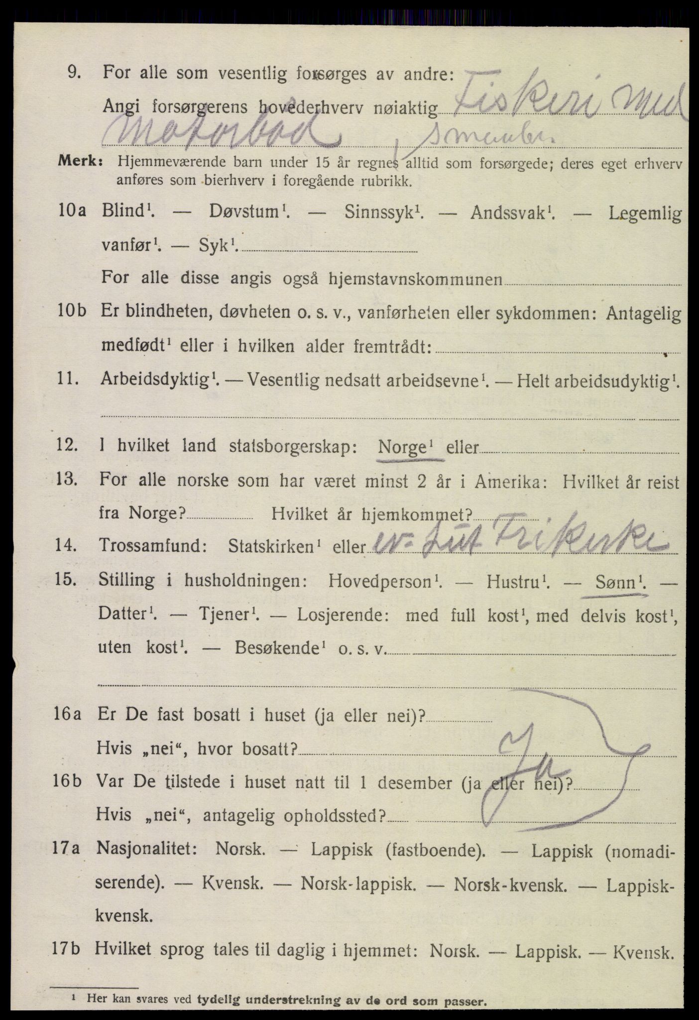 SAT, 1920 census for Meløy, 1920, p. 3710