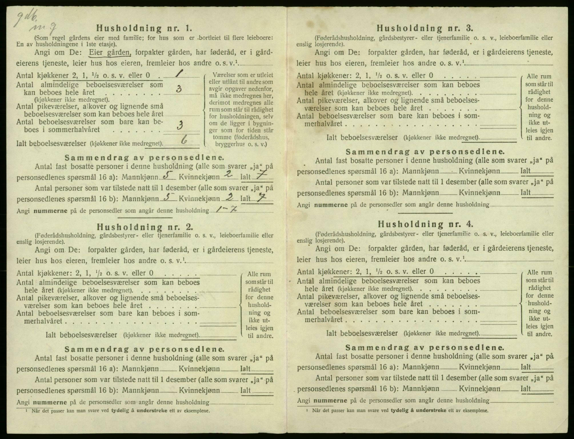 SAB, 1920 census for Røldal, 1920, p. 97