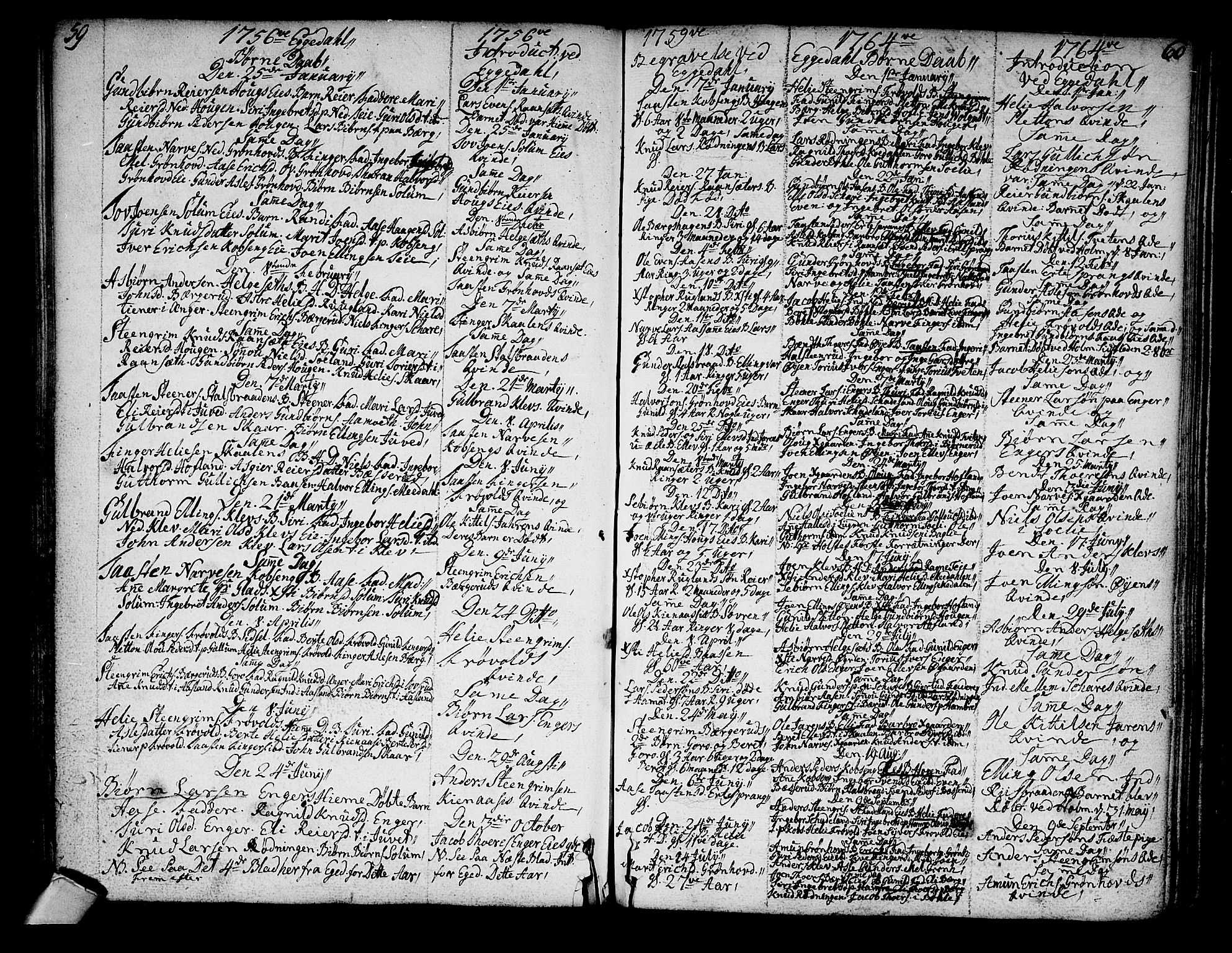 Sigdal kirkebøker, AV/SAKO-A-245/F/Fa/L0001: Parish register (official) no. I 1, 1722-1777, p. 59-60