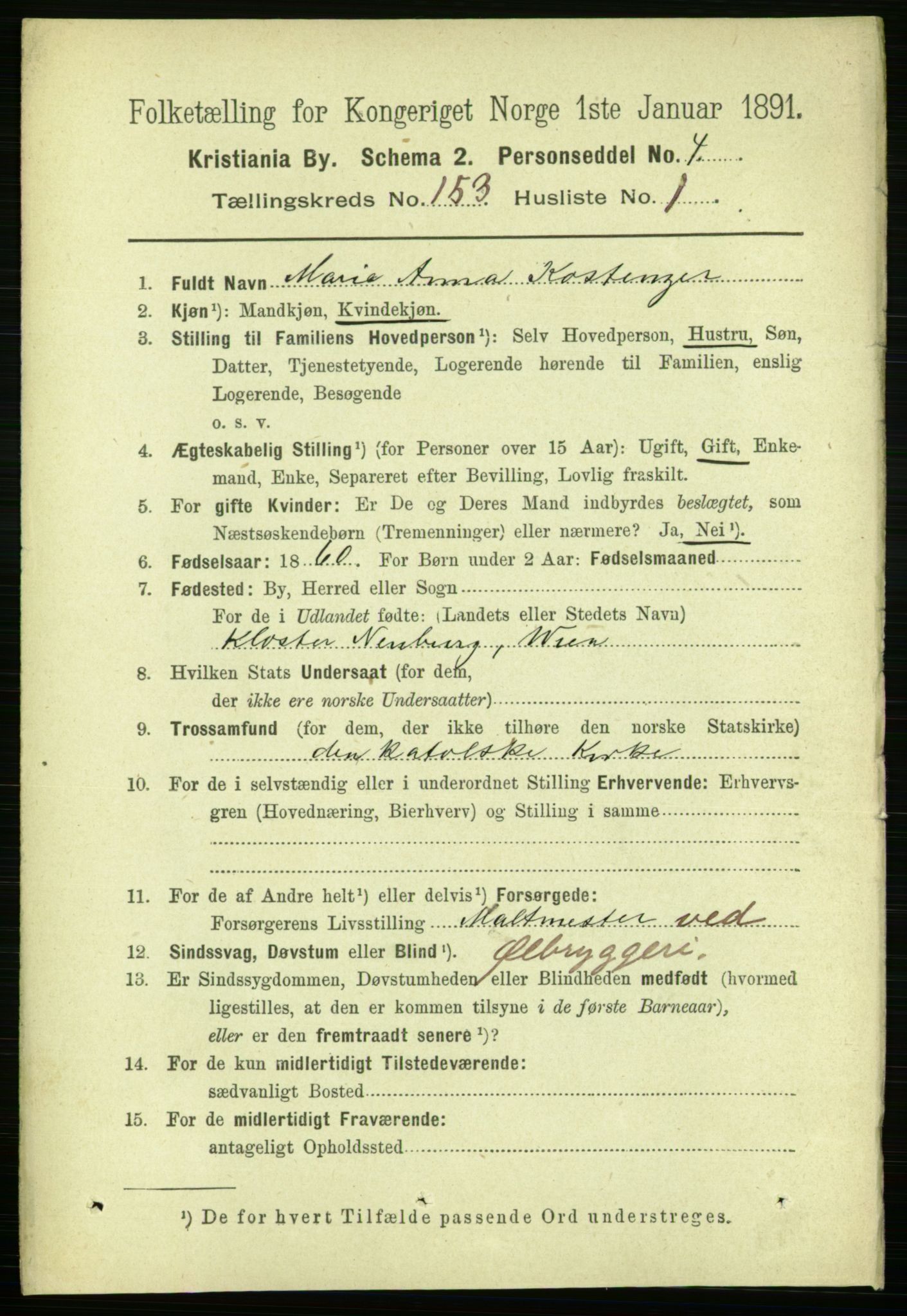 RA, 1891 census for 0301 Kristiania, 1891, p. 86365