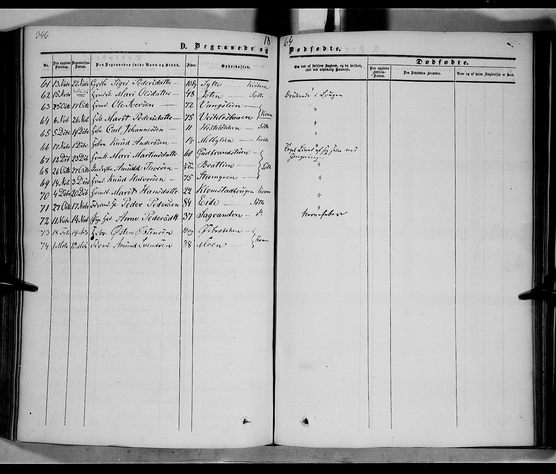 Nord-Fron prestekontor, AV/SAH-PREST-080/H/Ha/Haa/L0001: Parish register (official) no. 1, 1851-1864, p. 346