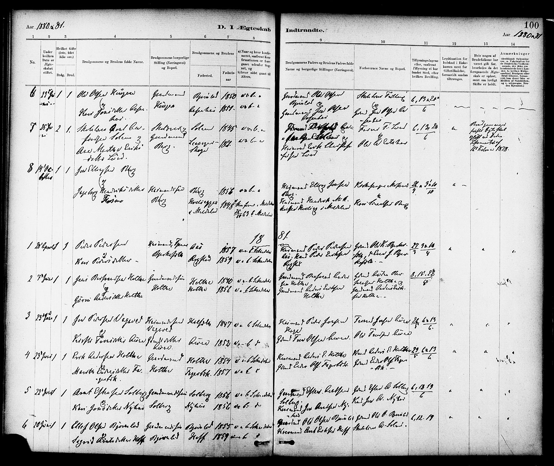 Ministerialprotokoller, klokkerbøker og fødselsregistre - Sør-Trøndelag, SAT/A-1456/689/L1040: Parish register (official) no. 689A05, 1878-1890, p. 100