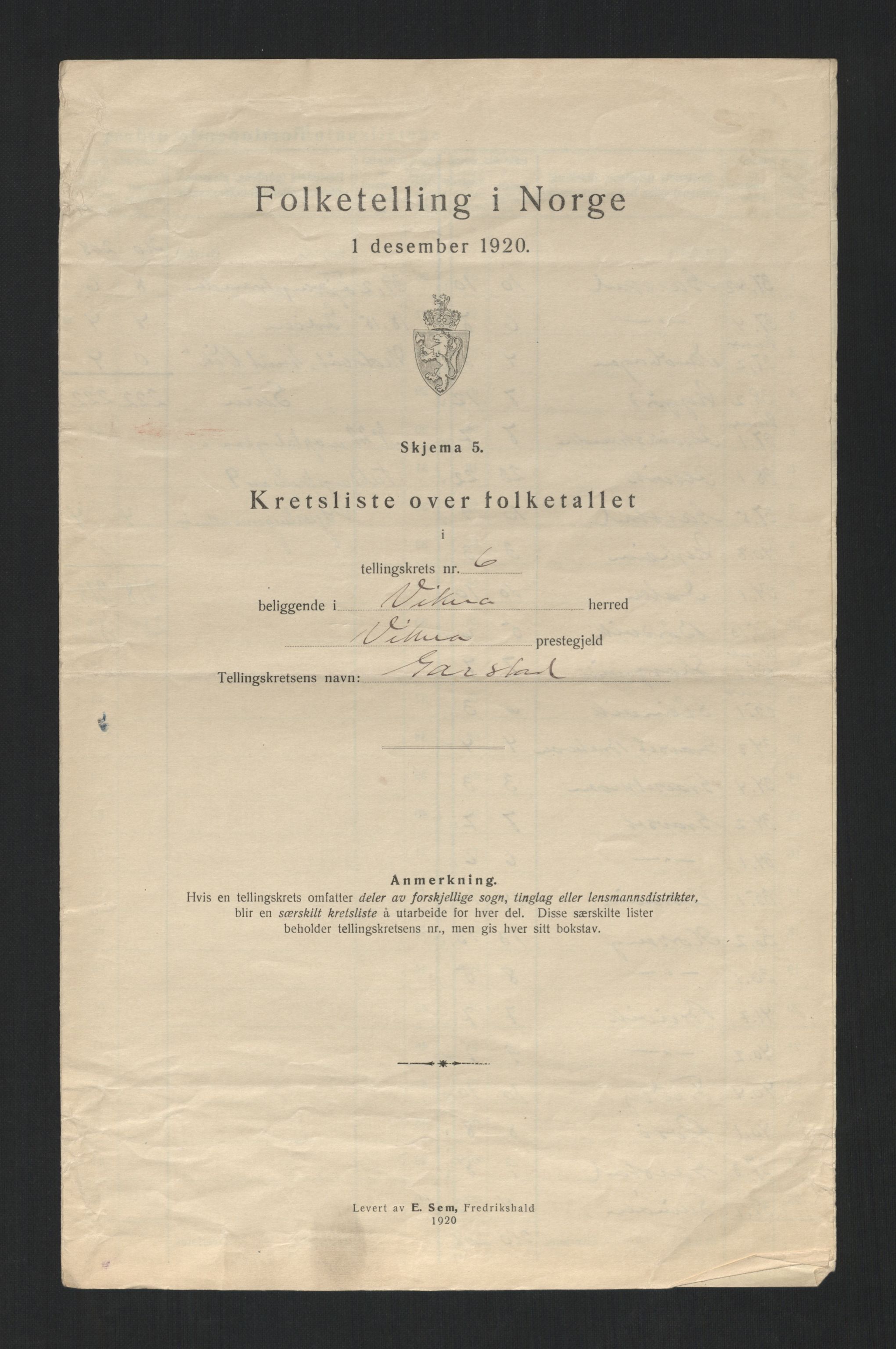 SAT, 1920 census for Vikna, 1920, p. 21