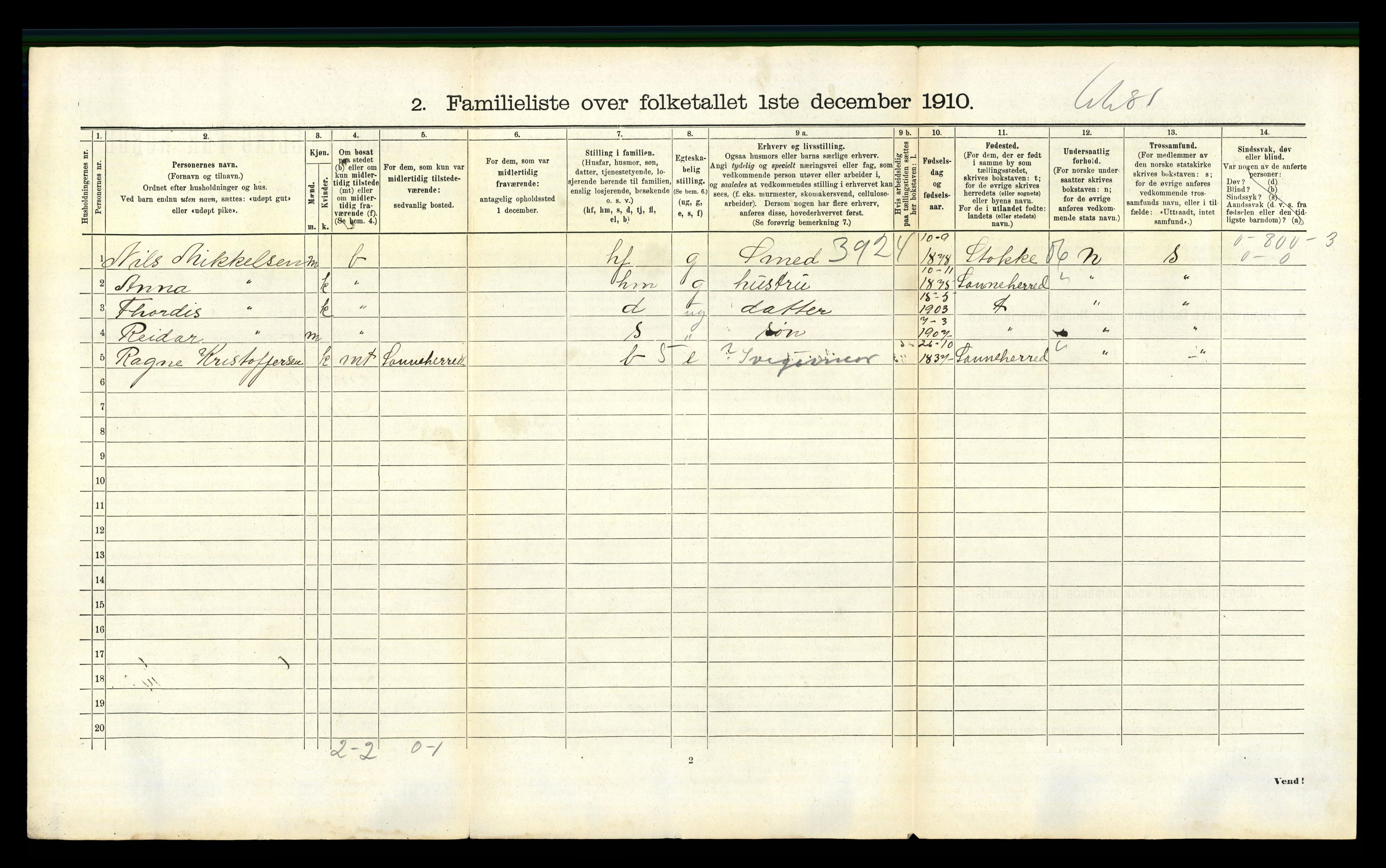 RA, 1910 census for Tønsberg, 1910, p. 4340