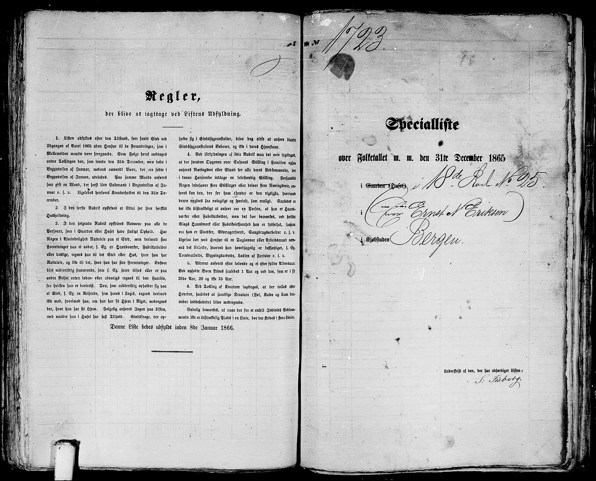 RA, 1865 census for Bergen, 1865, p. 3527