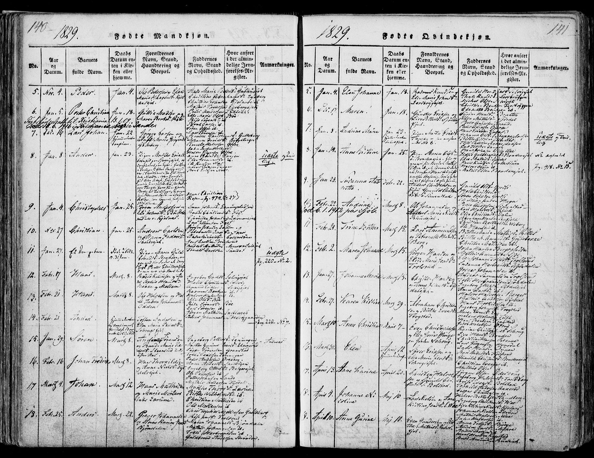 Sande Kirkebøker, SAKO/A-53/F/Fa/L0003: Parish register (official) no. 3, 1814-1847, p. 140-141