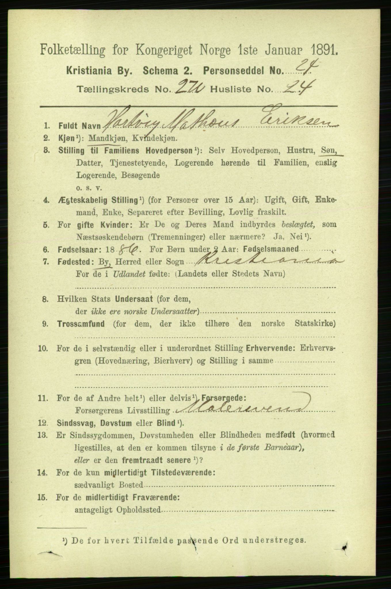 RA, 1891 census for 0301 Kristiania, 1891, p. 164481