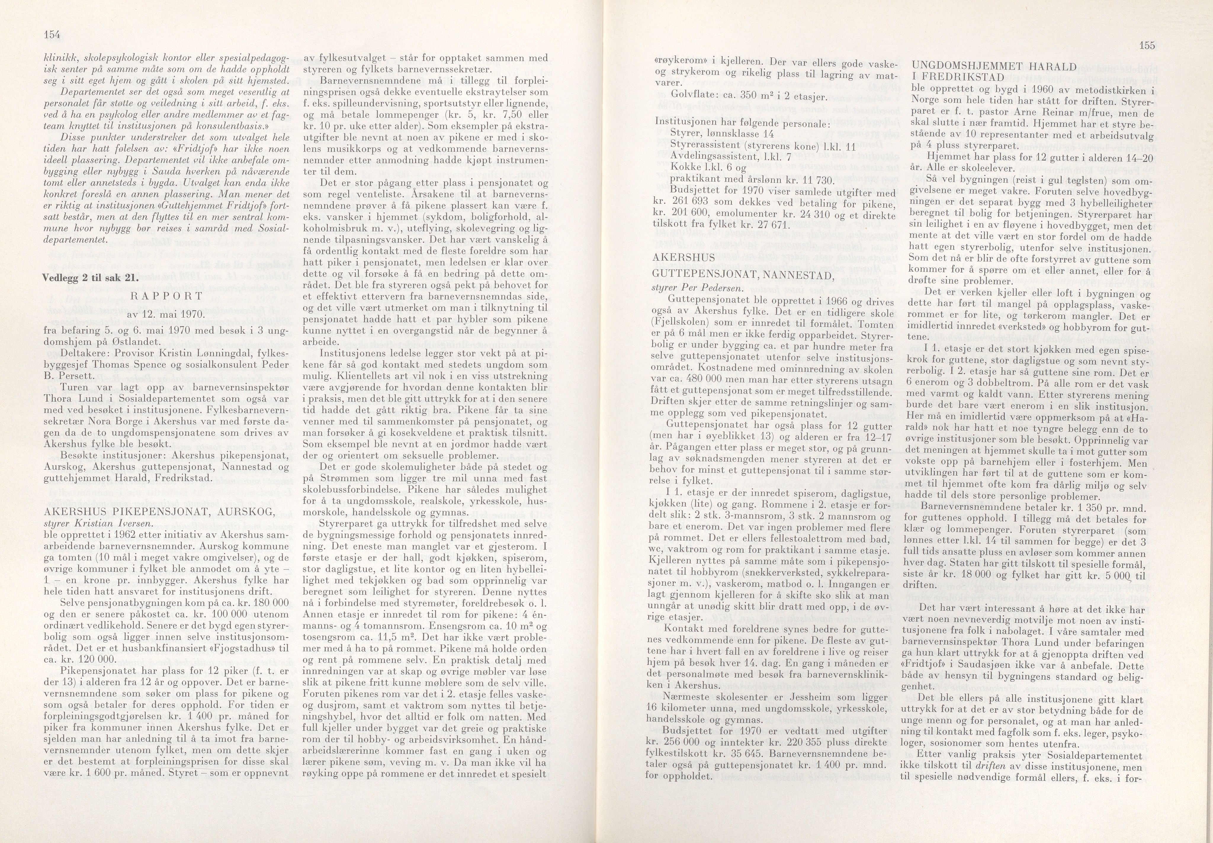 Rogaland fylkeskommune - Fylkesrådmannen , IKAR/A-900/A/Aa/Aaa/L0090: Møtebok , 1970, p. 154-155