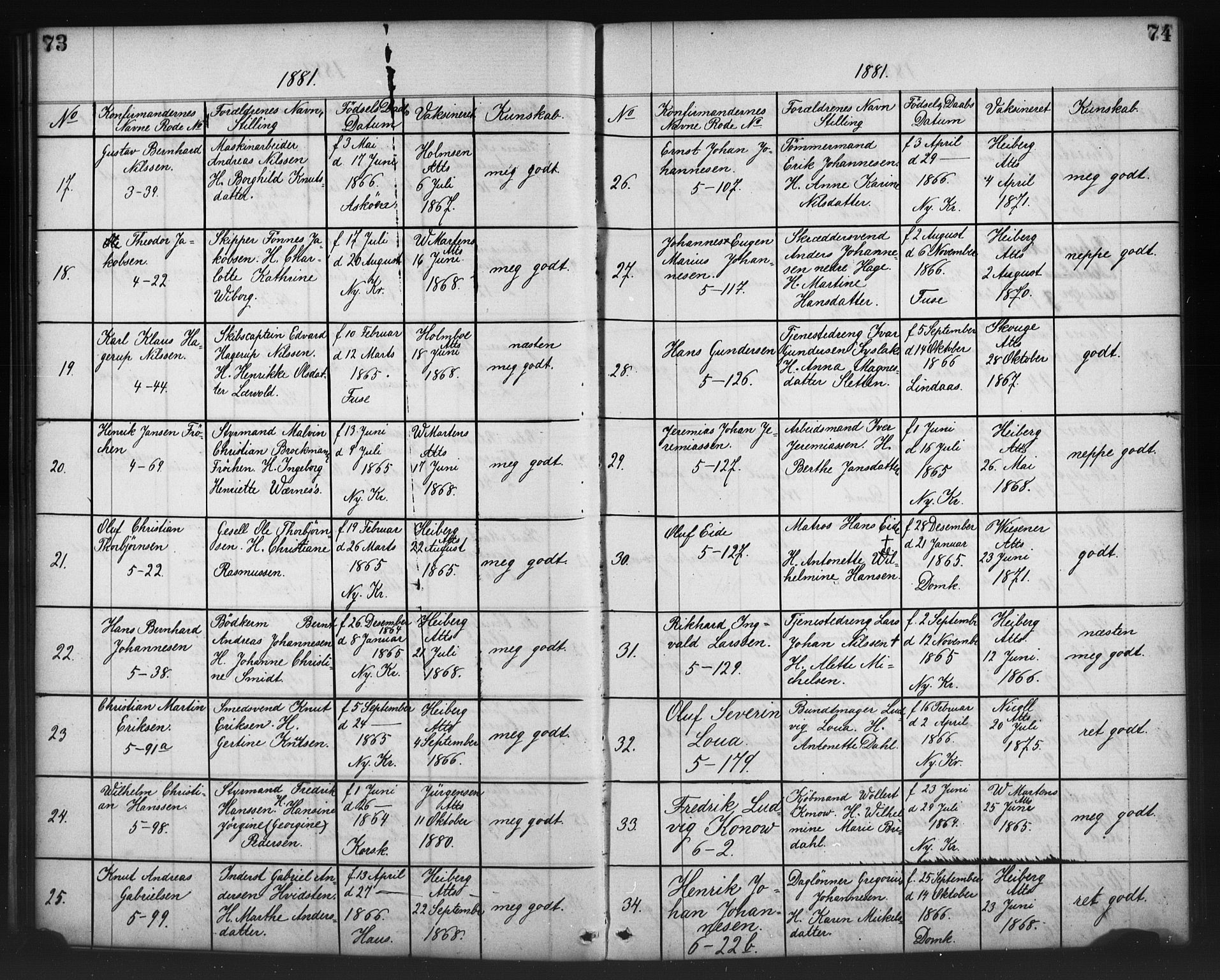 Nykirken Sokneprestembete, SAB/A-77101/H/Haa/L0065: Curate's parish register no. A 2, 1876-1897, p. 73-74