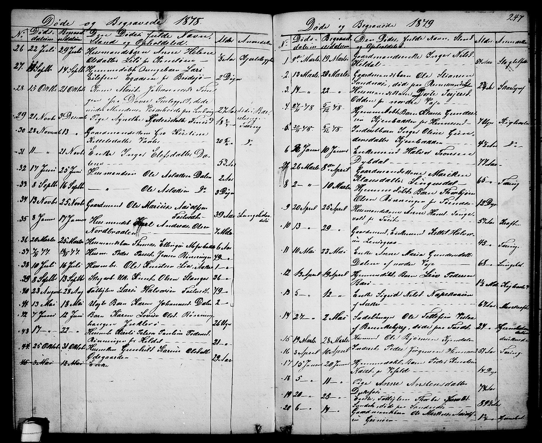 Drangedal kirkebøker, AV/SAKO-A-258/G/Ga/L0002: Parish register (copy) no. I 2, 1856-1887, p. 247