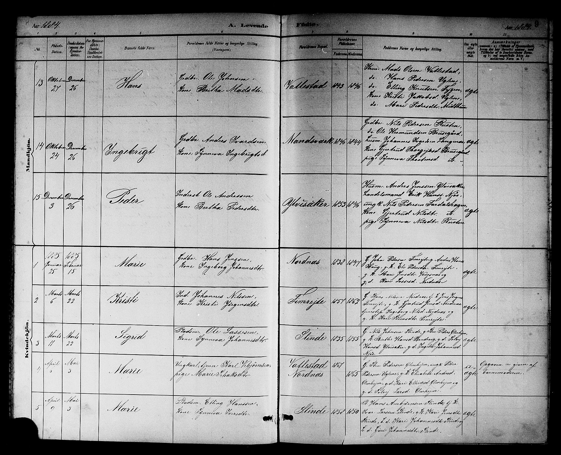 Sogndal sokneprestembete, SAB/A-81301/H/Hab/Habc/L0002: Parish register (copy) no. C 2, 1884-1910, p. 9