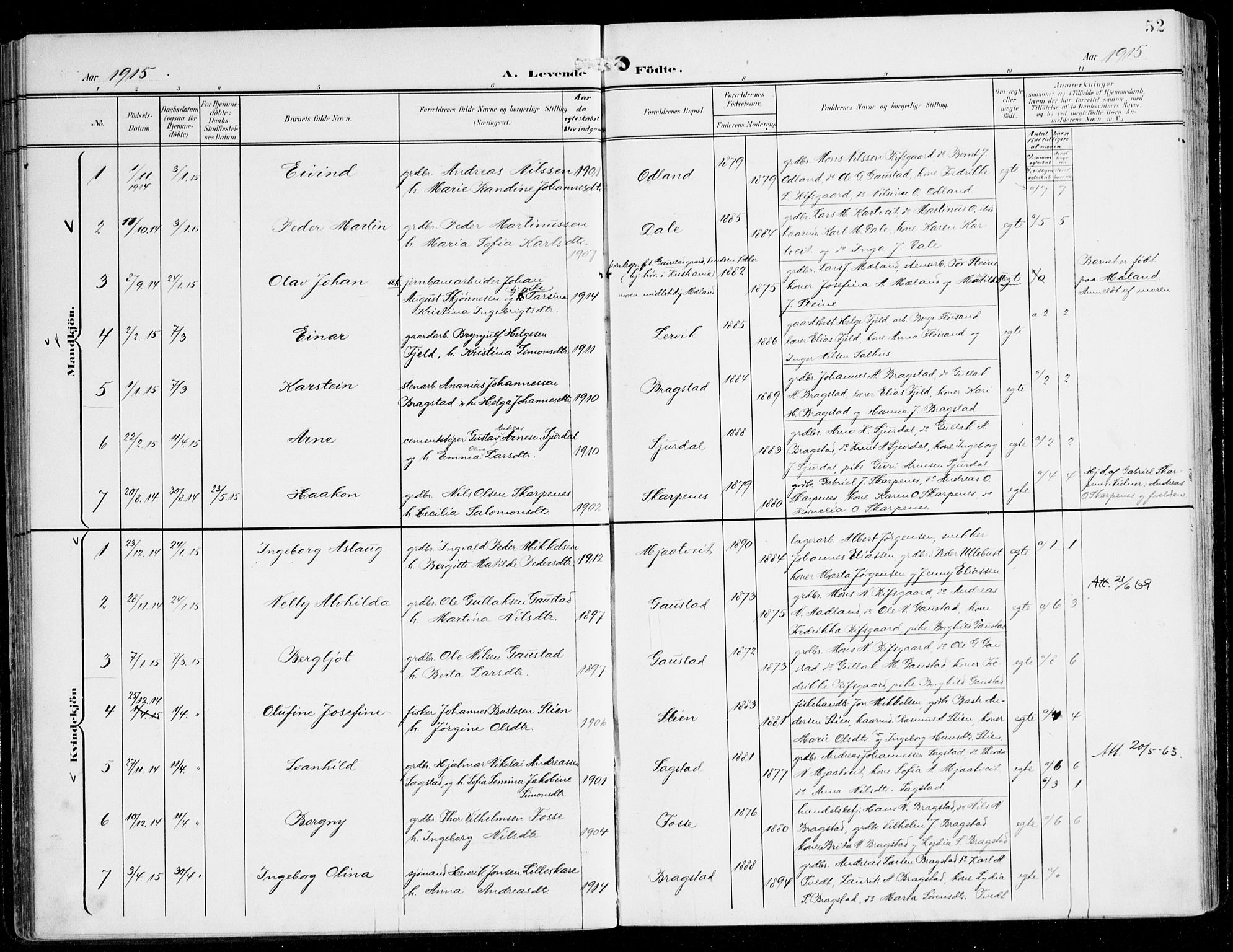 Alversund Sokneprestembete, SAB/A-73901/H/Ha/Haa/Haac/L0002: Parish register (official) no. C 2, 1901-1921, p. 52