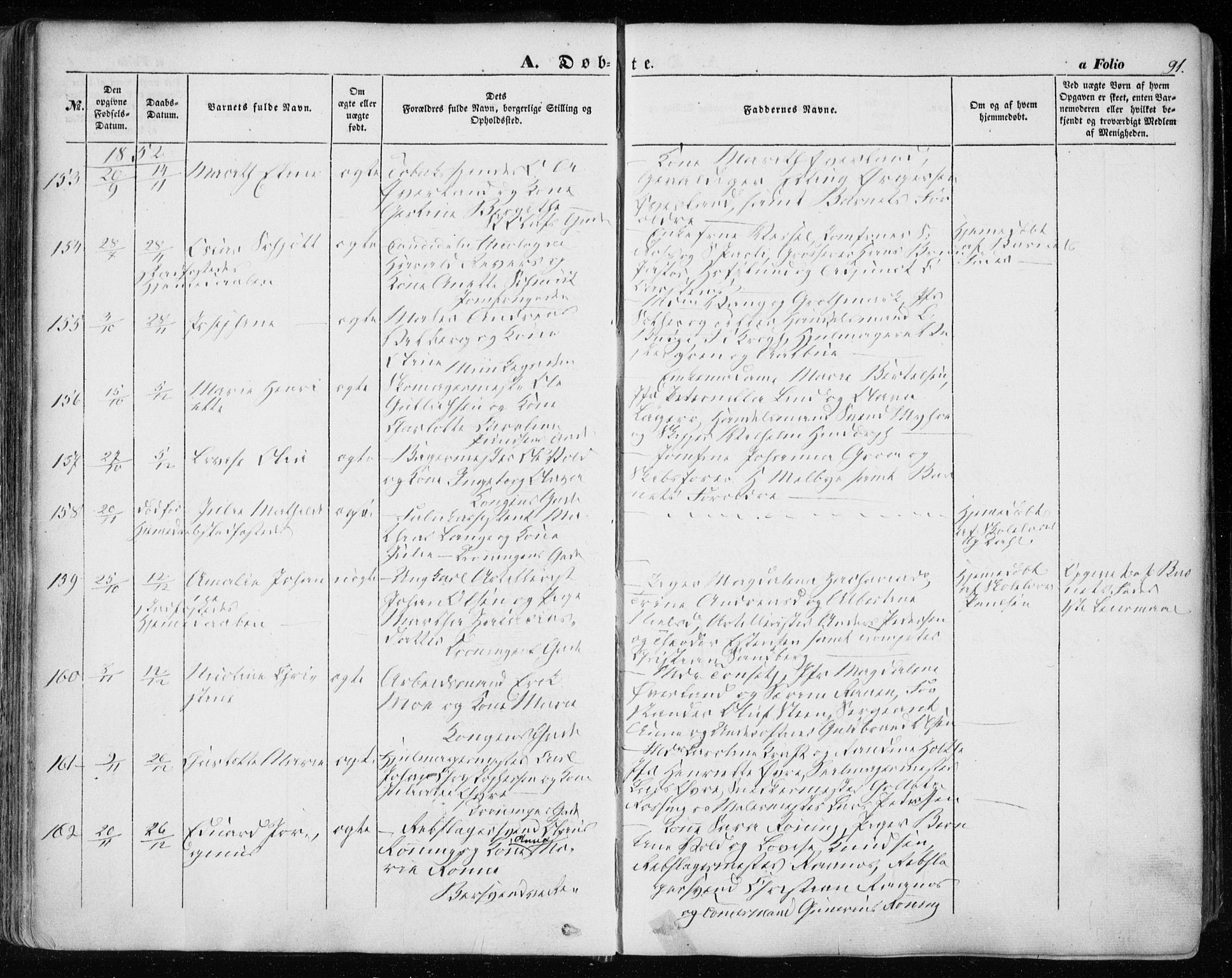 Ministerialprotokoller, klokkerbøker og fødselsregistre - Sør-Trøndelag, AV/SAT-A-1456/601/L0051: Parish register (official) no. 601A19, 1848-1857, p. 91