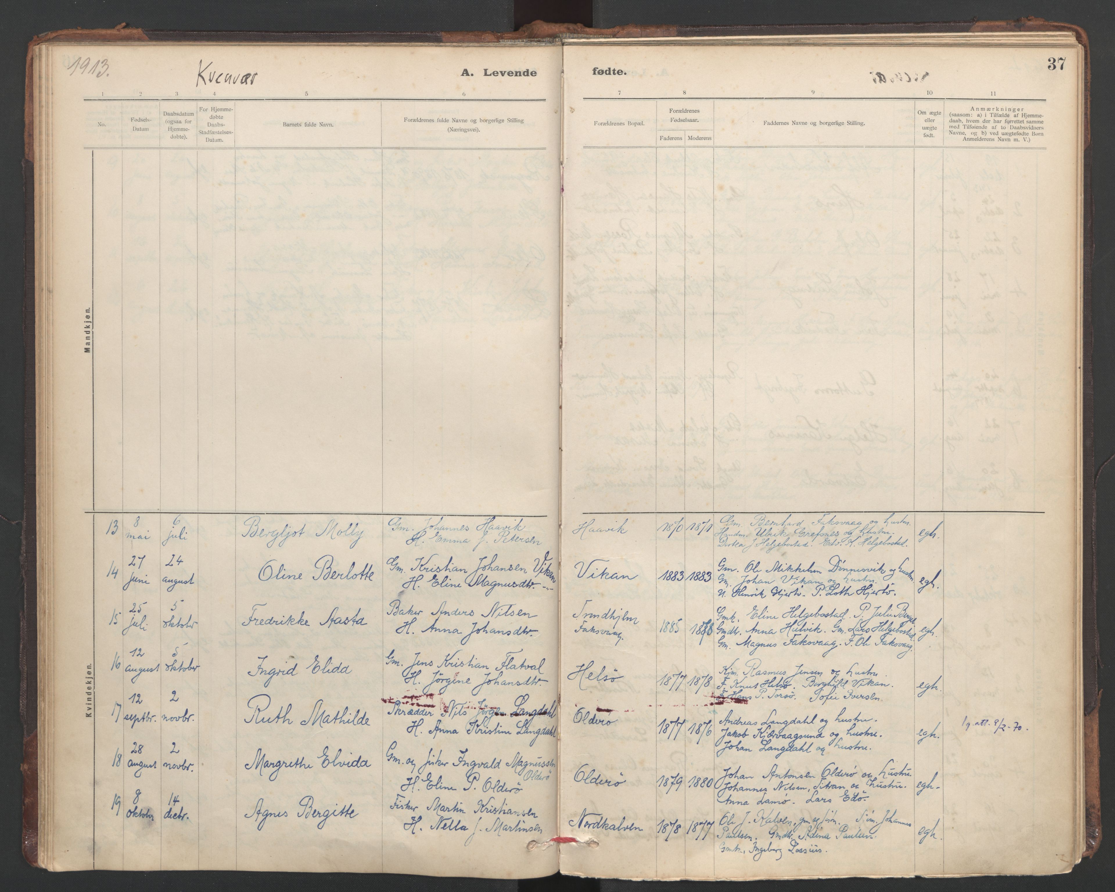 Ministerialprotokoller, klokkerbøker og fødselsregistre - Sør-Trøndelag, SAT/A-1456/635/L0552: Parish register (official) no. 635A02, 1899-1919, p. 37