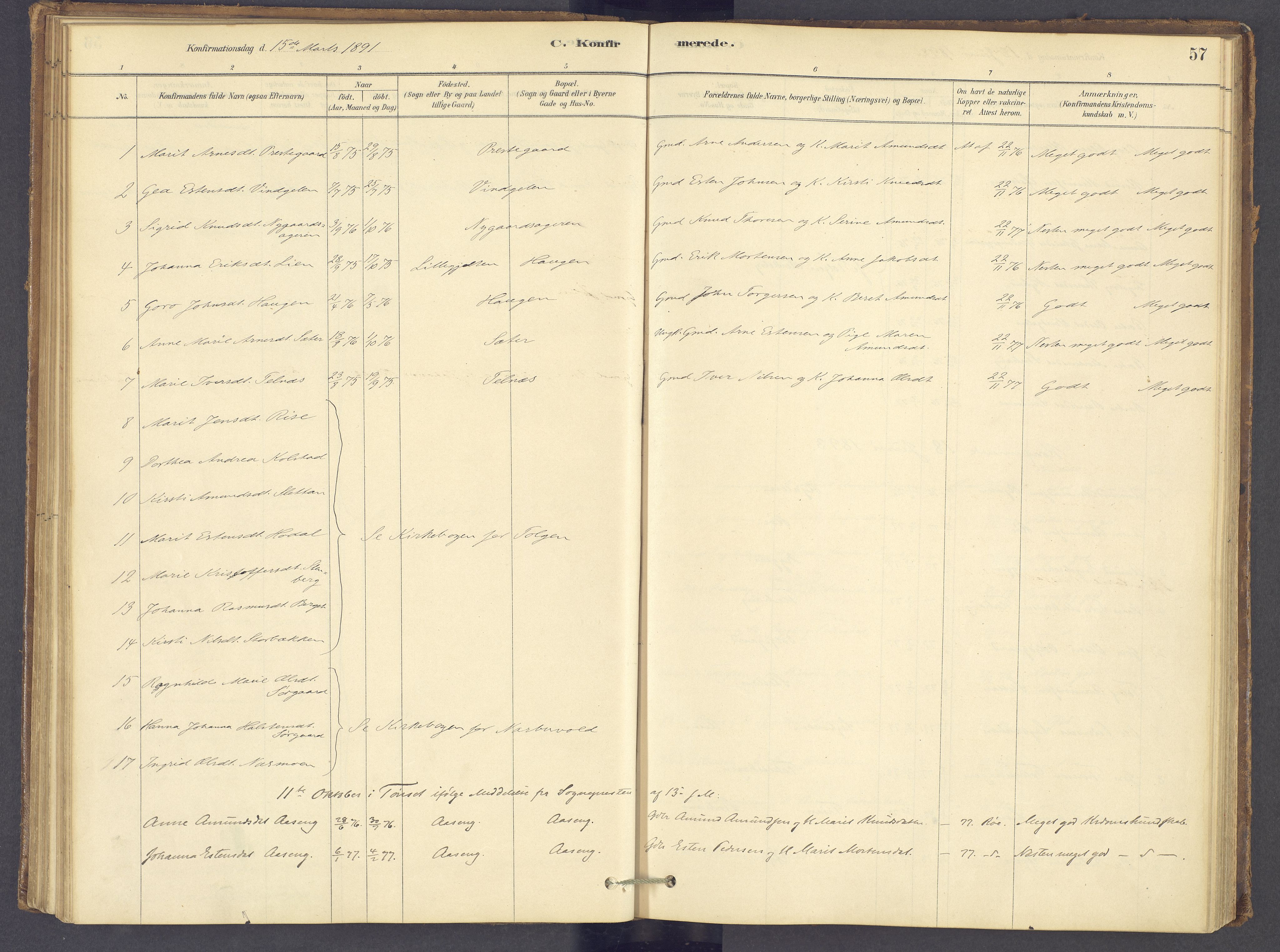 Tolga prestekontor, AV/SAH-PREST-062/K/L0012: Parish register (official) no. 12, 1877-1925, p. 57