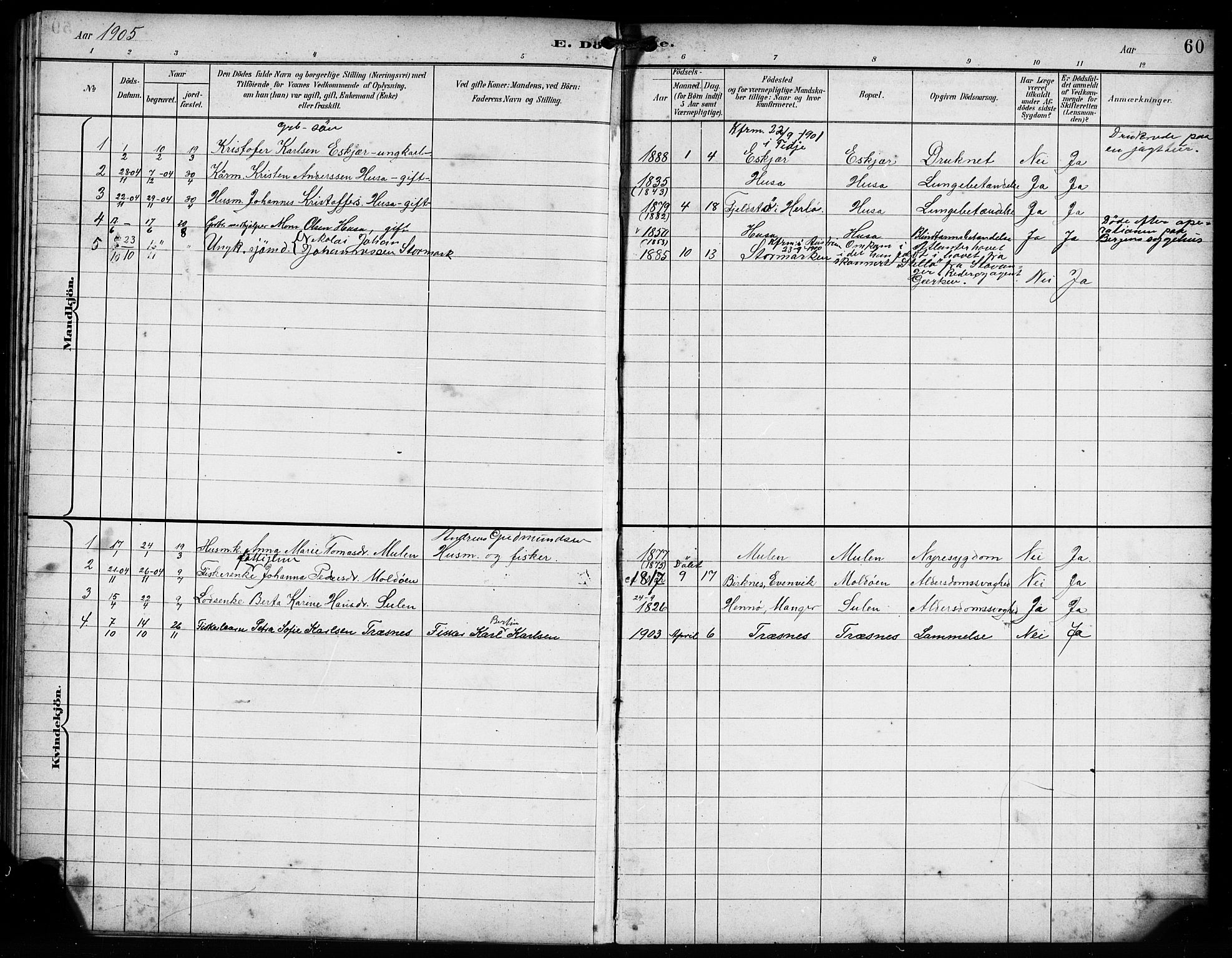 Lindås Sokneprestembete, SAB/A-76701/H/Hab: Parish register (copy) no. D 2, 1898-1910, p. 60