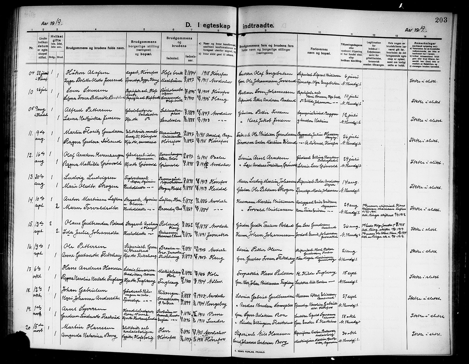 Norderhov kirkebøker, SAKO/A-237/G/Ga/L0009: Parish register (copy) no. I 9, 1913-1920, p. 203