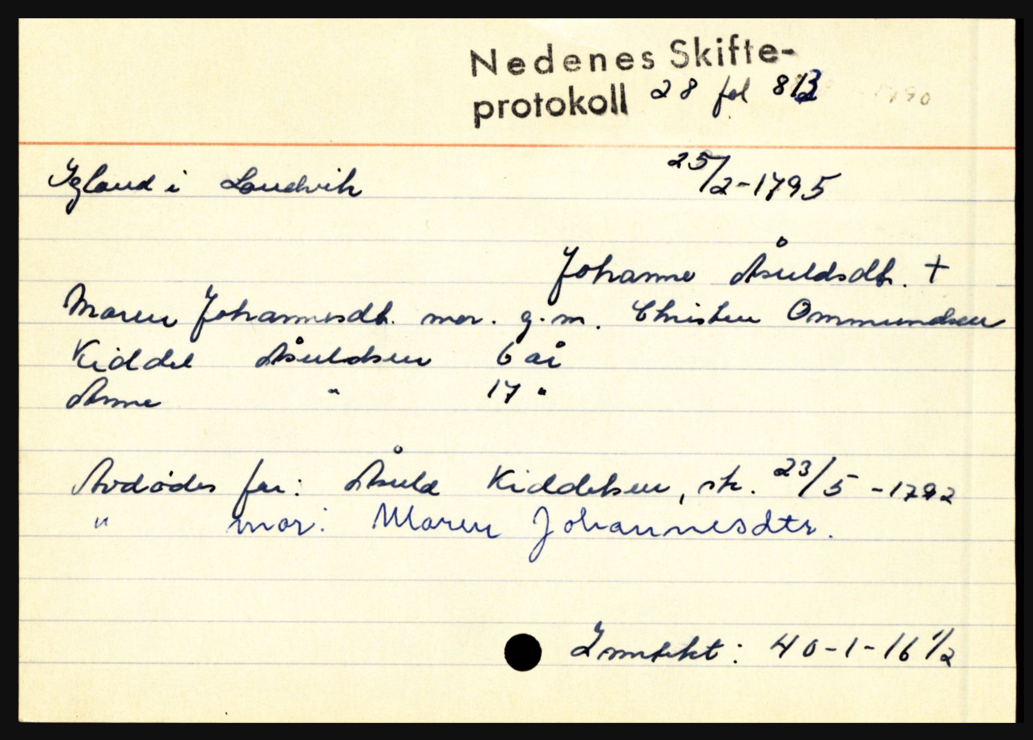 Nedenes sorenskriveri før 1824, AV/SAK-1221-0007/H, p. 13965