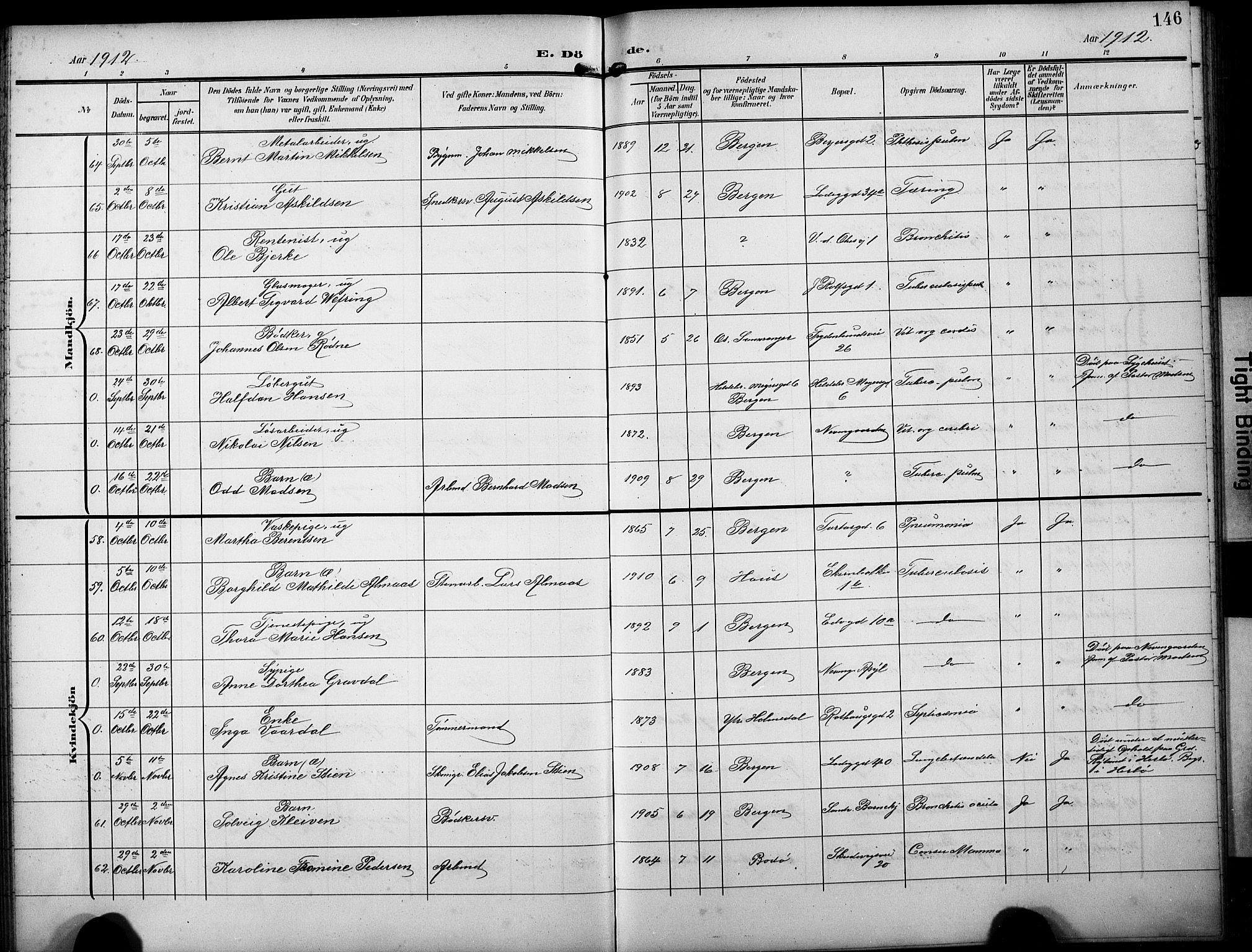 Sandviken Sokneprestembete, SAB/A-77601/H/Hb/L0017: Parish register (copy) no. E 1, 1903-1926, p. 146