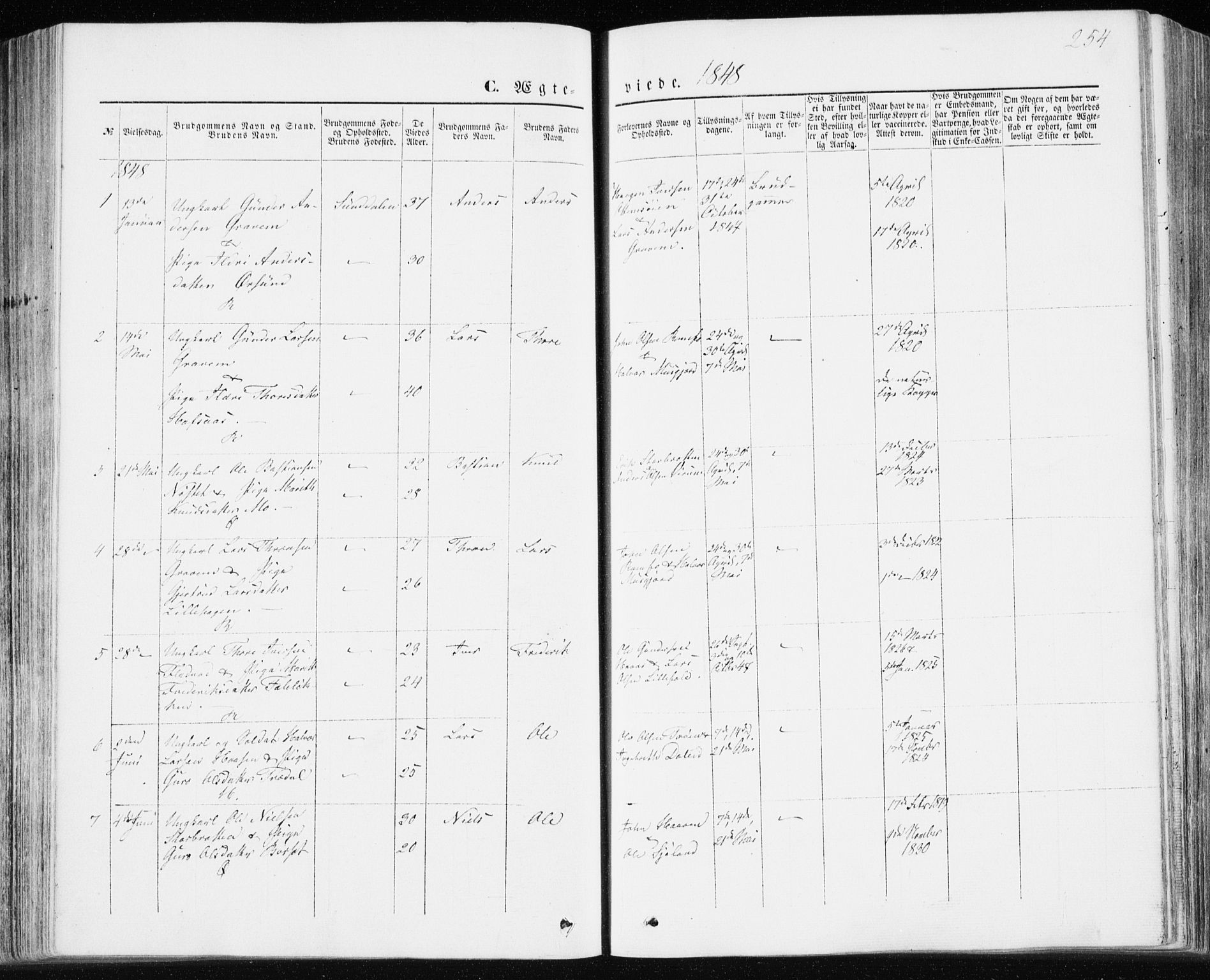 Ministerialprotokoller, klokkerbøker og fødselsregistre - Møre og Romsdal, AV/SAT-A-1454/590/L1013: Parish register (official) no. 590A05, 1847-1877, p. 254