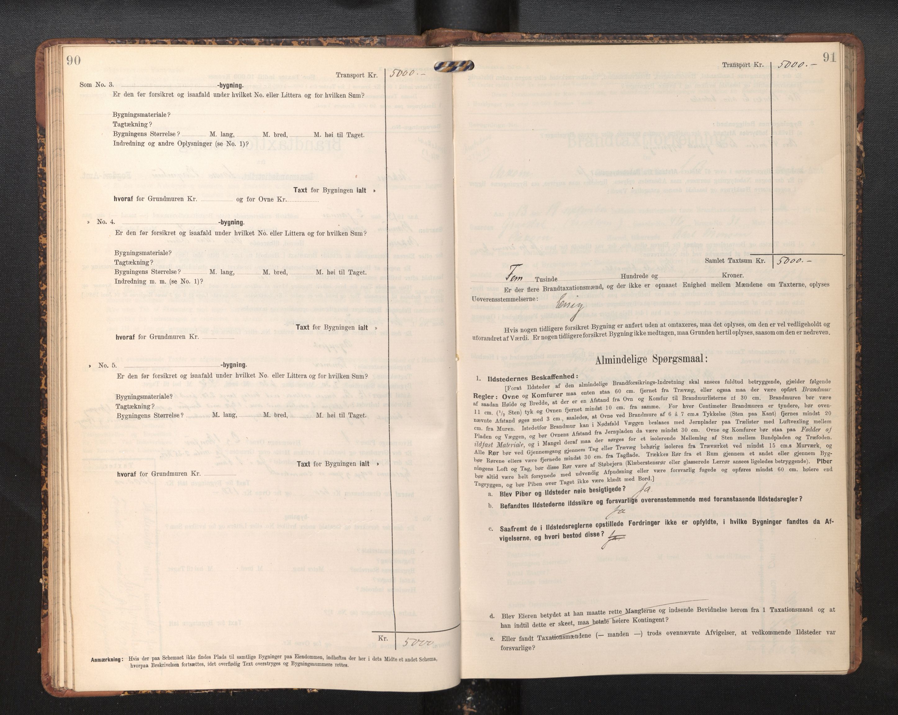 Lensmannen i Askøy, AV/SAB-A-31001/0012/L0006: Branntakstprotokoll, skjematakst, Laksevåg, 1907-1917, p. 90-91