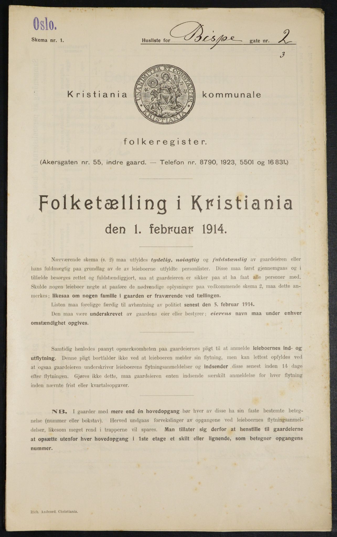 OBA, Municipal Census 1914 for Kristiania, 1914, p. 5347