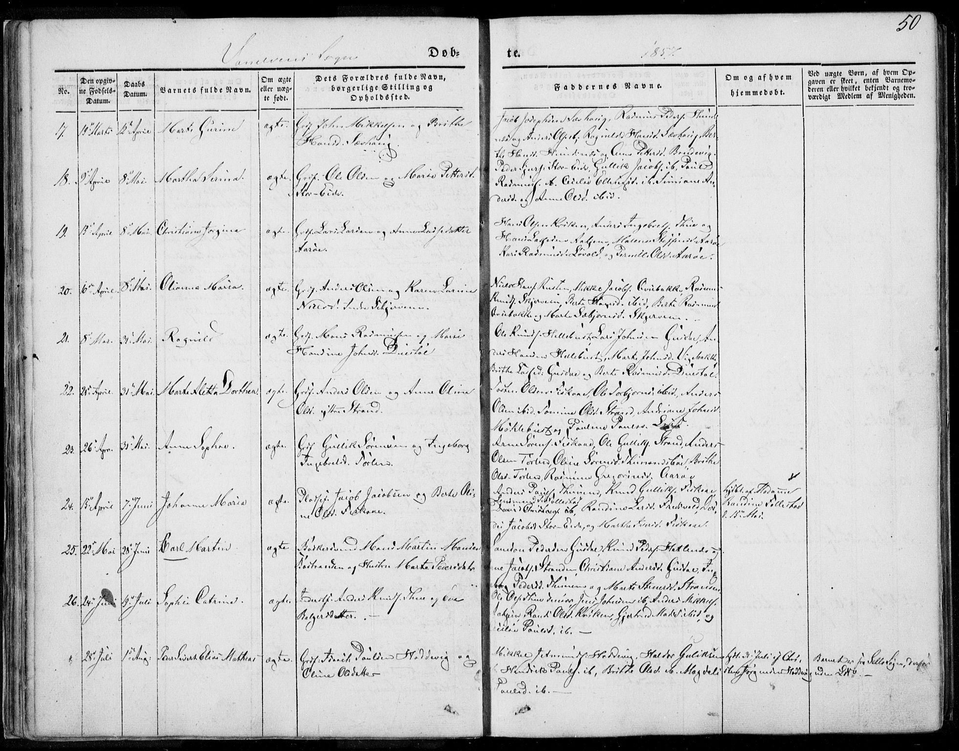 Ministerialprotokoller, klokkerbøker og fødselsregistre - Møre og Romsdal, SAT/A-1454/501/L0006: Parish register (official) no. 501A06, 1844-1868, p. 50