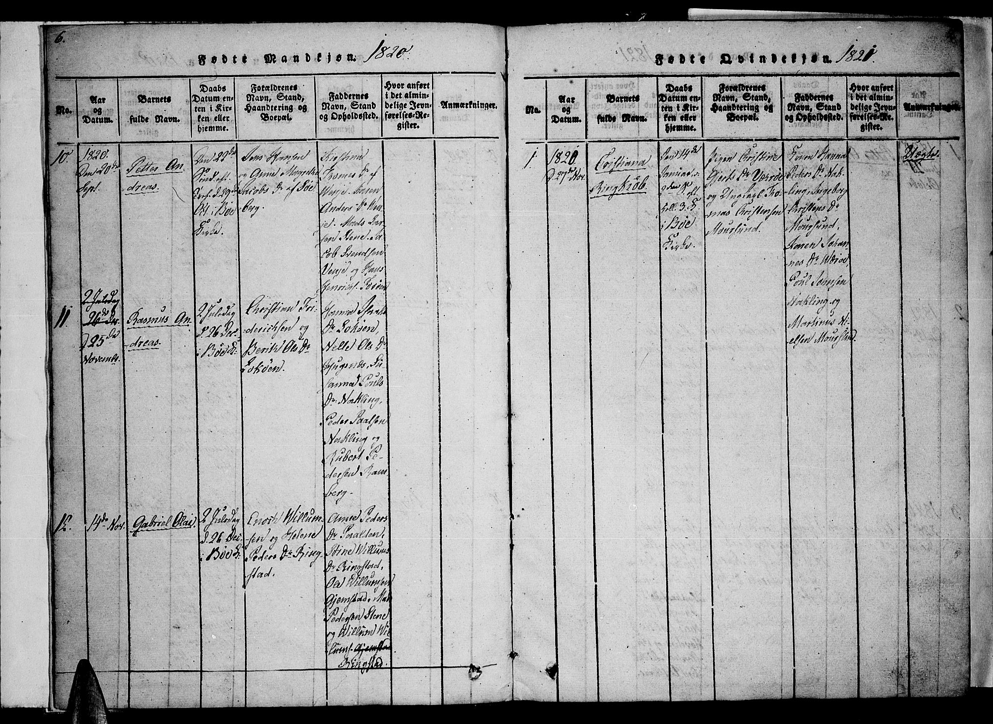 Ministerialprotokoller, klokkerbøker og fødselsregistre - Nordland, AV/SAT-A-1459/891/L1298: Parish register (official) no. 891A03, 1820-1840, p. 6-7