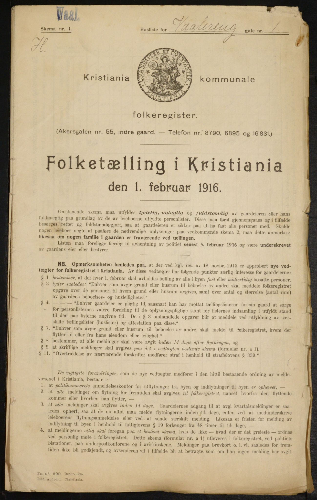 OBA, Municipal Census 1916 for Kristiania, 1916, p. 129201