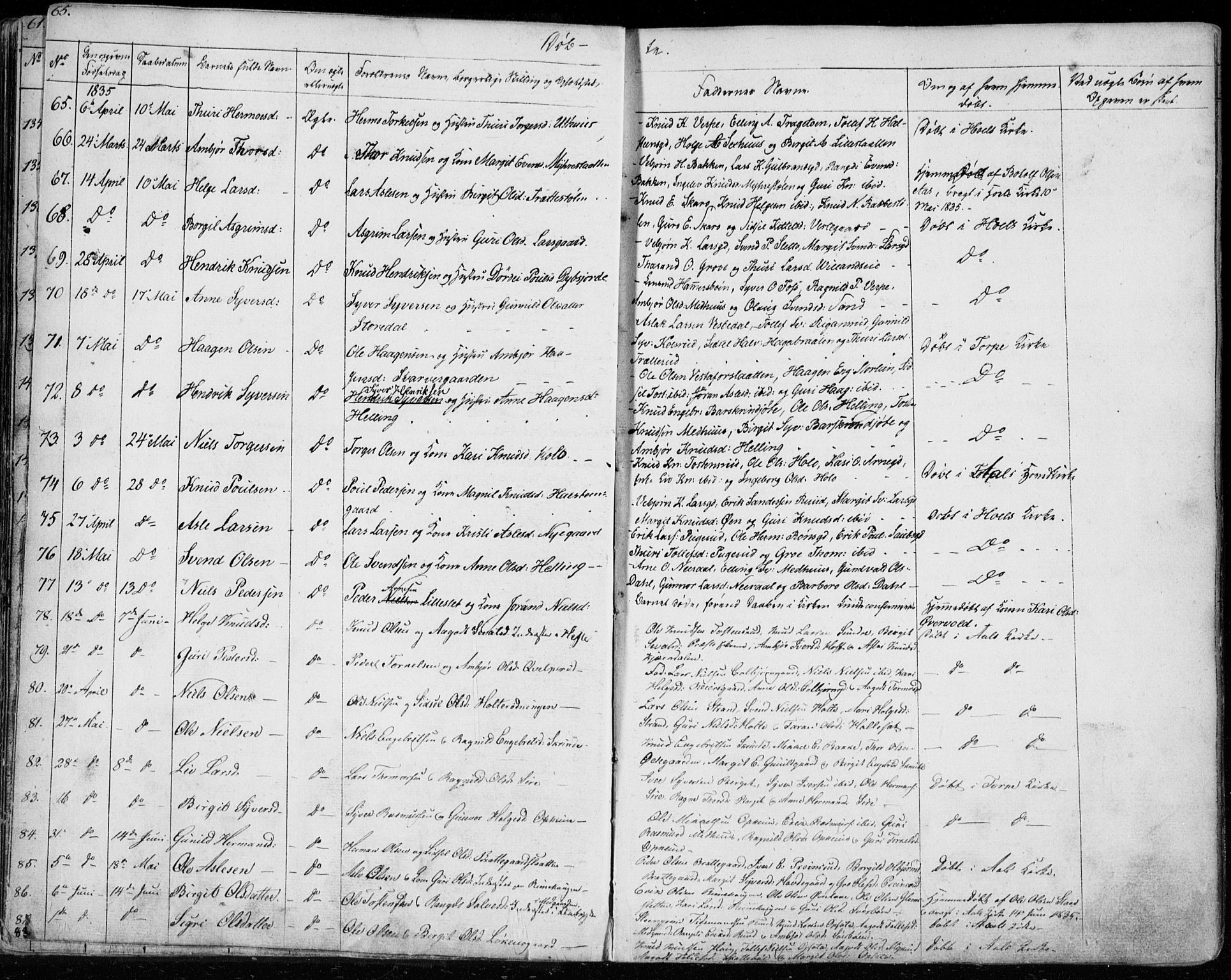 Ål kirkebøker, AV/SAKO-A-249/F/Fa/L0005: Parish register (official) no. I 5, 1825-1848, p. 65