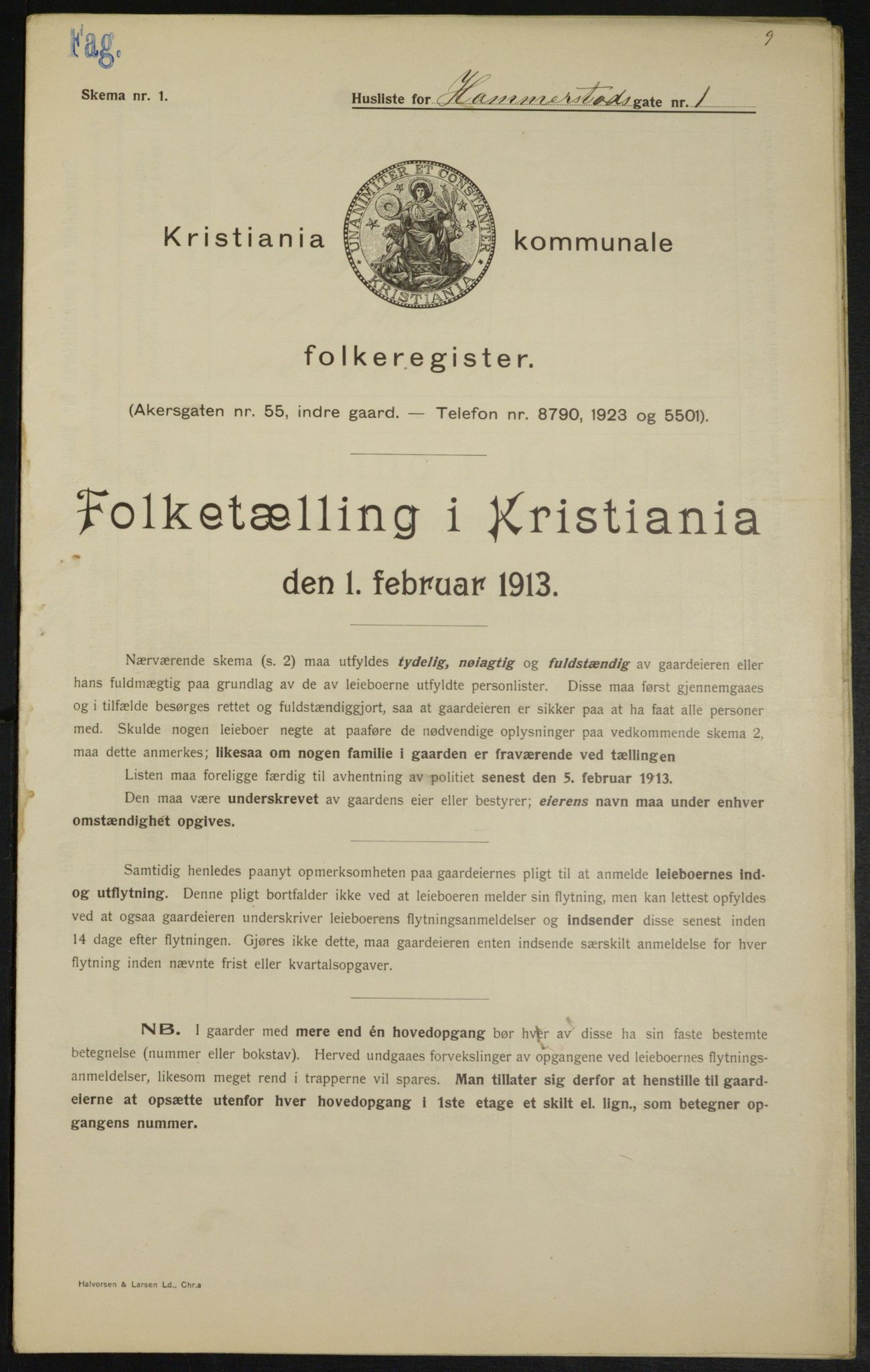 OBA, Municipal Census 1913 for Kristiania, 1913, p. 34578