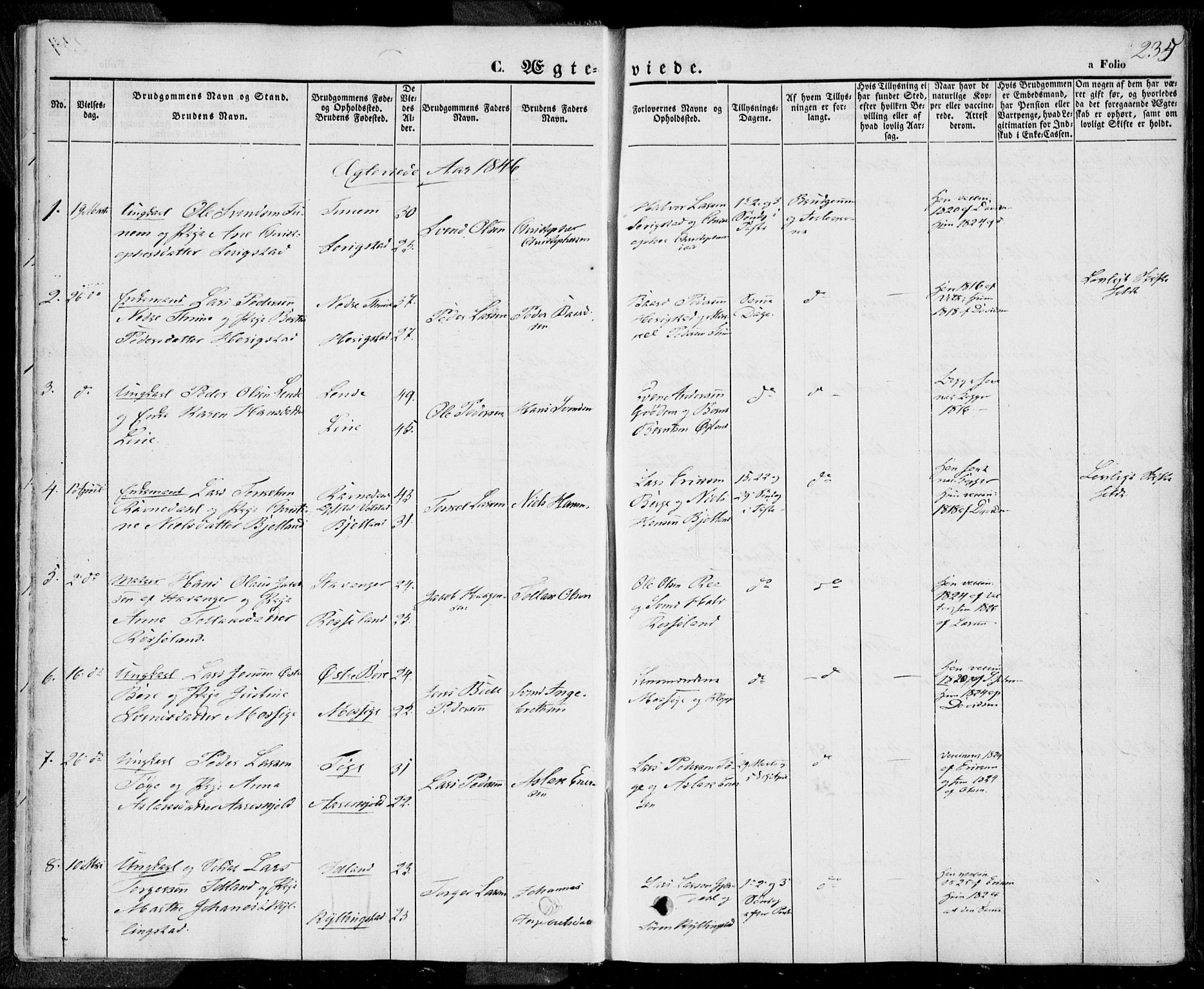 Lye sokneprestkontor, SAST/A-101794/001/30BA/L0006: Parish register (official) no. A 5.2, 1842-1855, p. 235