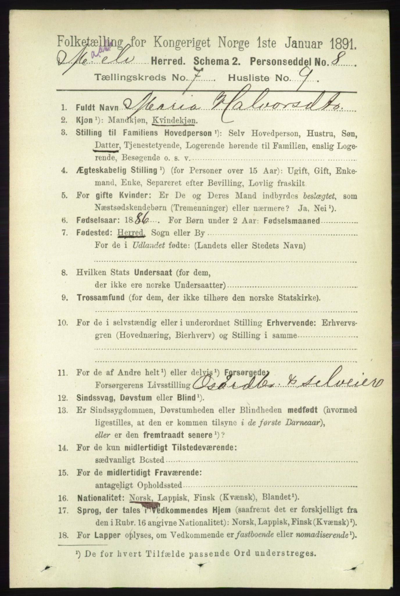 RA, 1891 census for 1924 Målselv, 1891, p. 2279