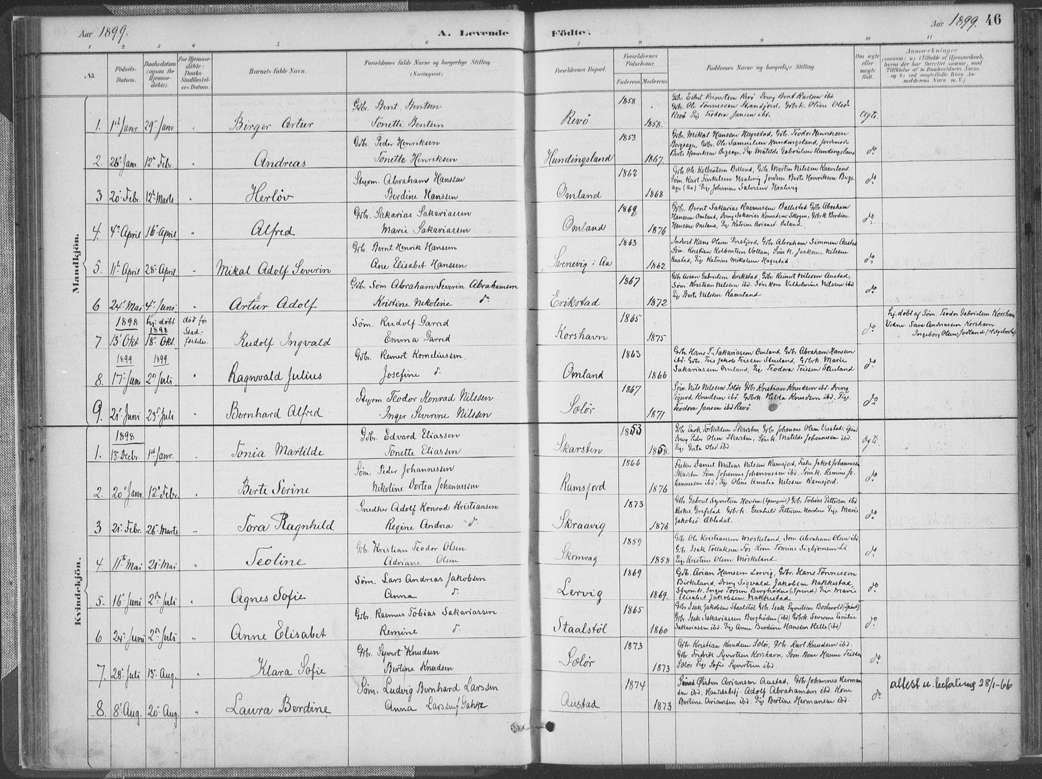 Lyngdal sokneprestkontor, SAK/1111-0029/F/Fa/Faa/L0004: Parish register (official) no. A 4, 1883-1904, p. 46