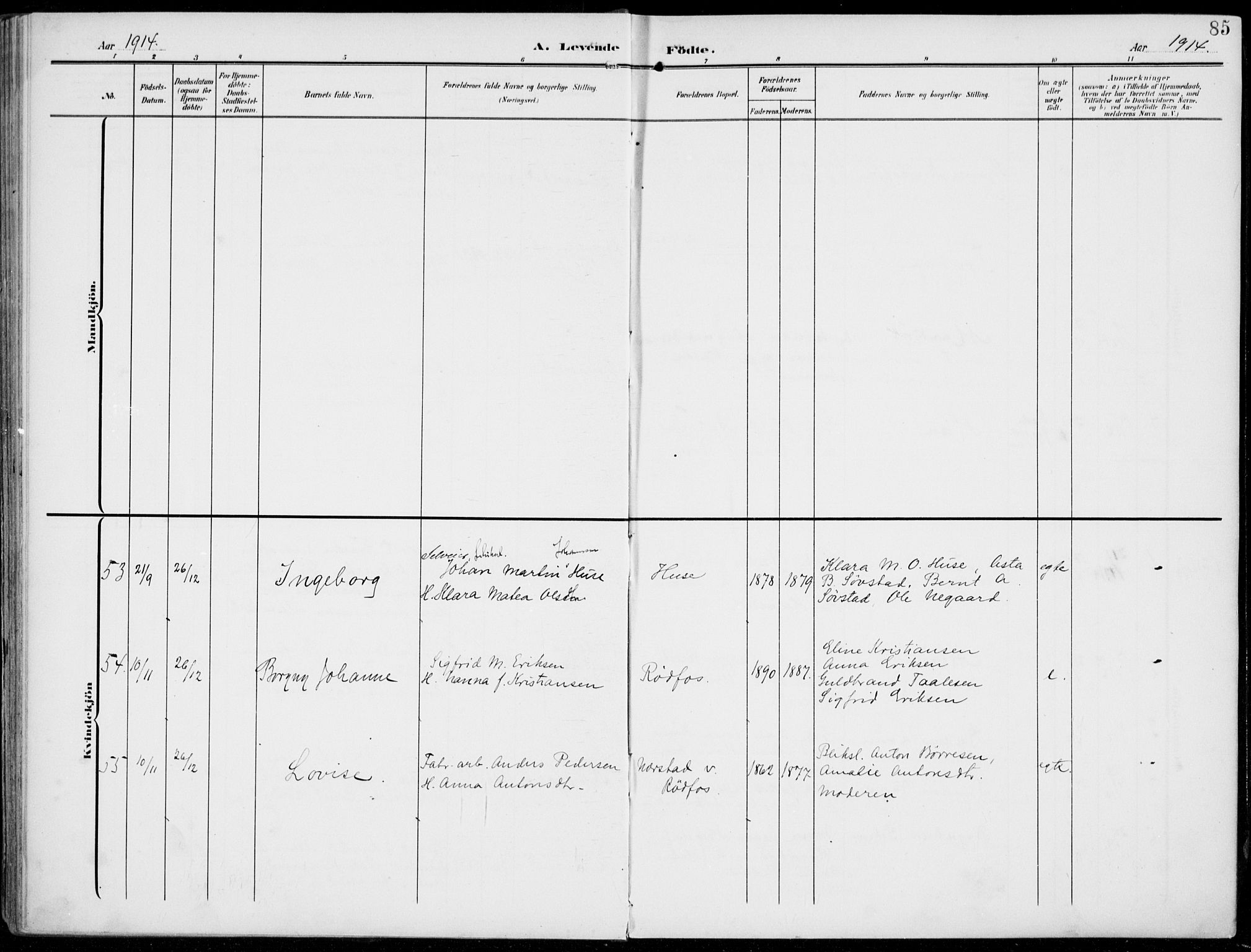 Vestre Toten prestekontor, AV/SAH-PREST-108/H/Ha/Haa/L0014: Parish register (official) no. 14, 1907-1920, p. 85