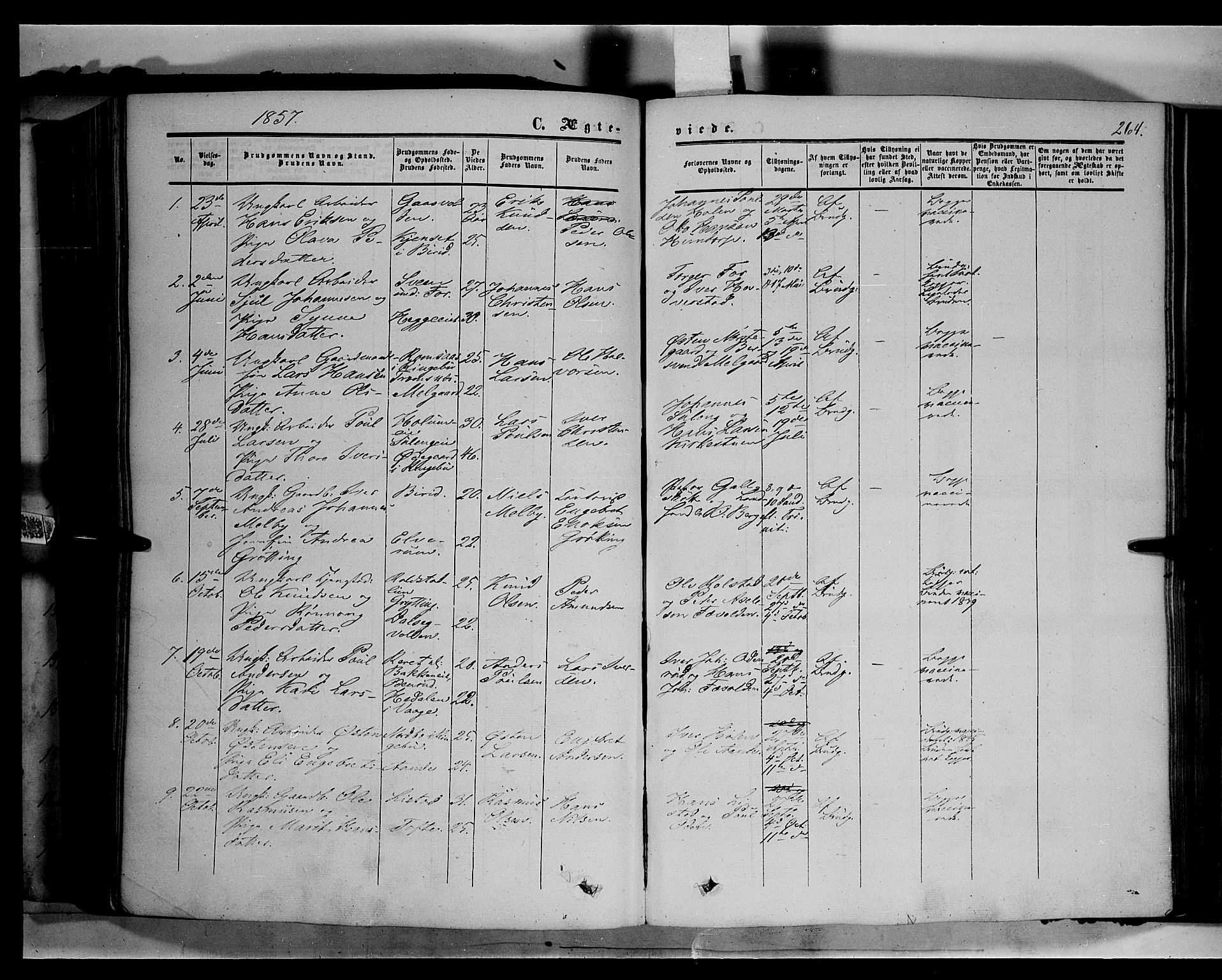 Sør-Fron prestekontor, SAH/PREST-010/H/Ha/Haa/L0001: Parish register (official) no. 1, 1849-1863, p. 264