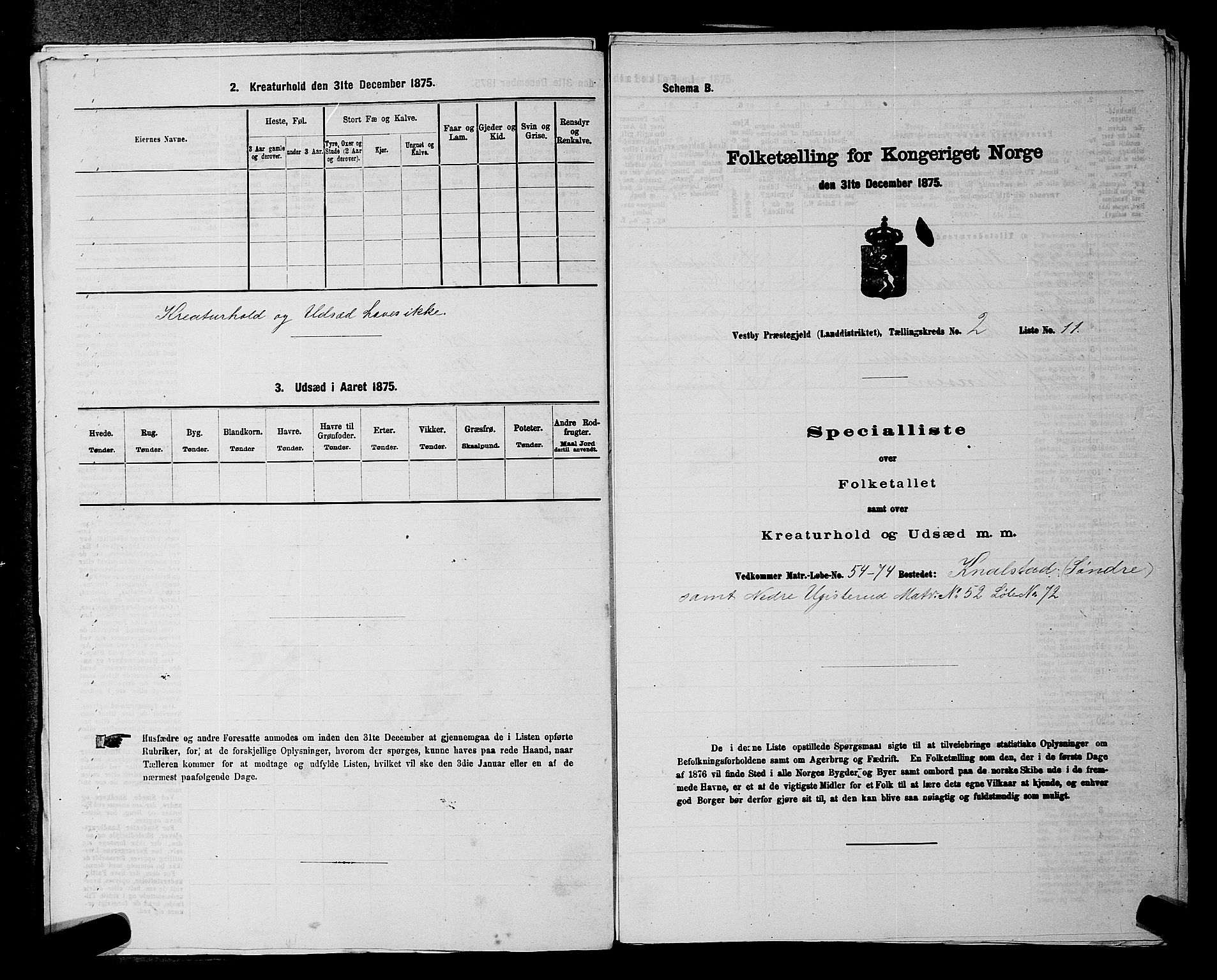 RA, 1875 census for 0211L Vestby/Vestby, Garder og Såner, 1875, p. 218