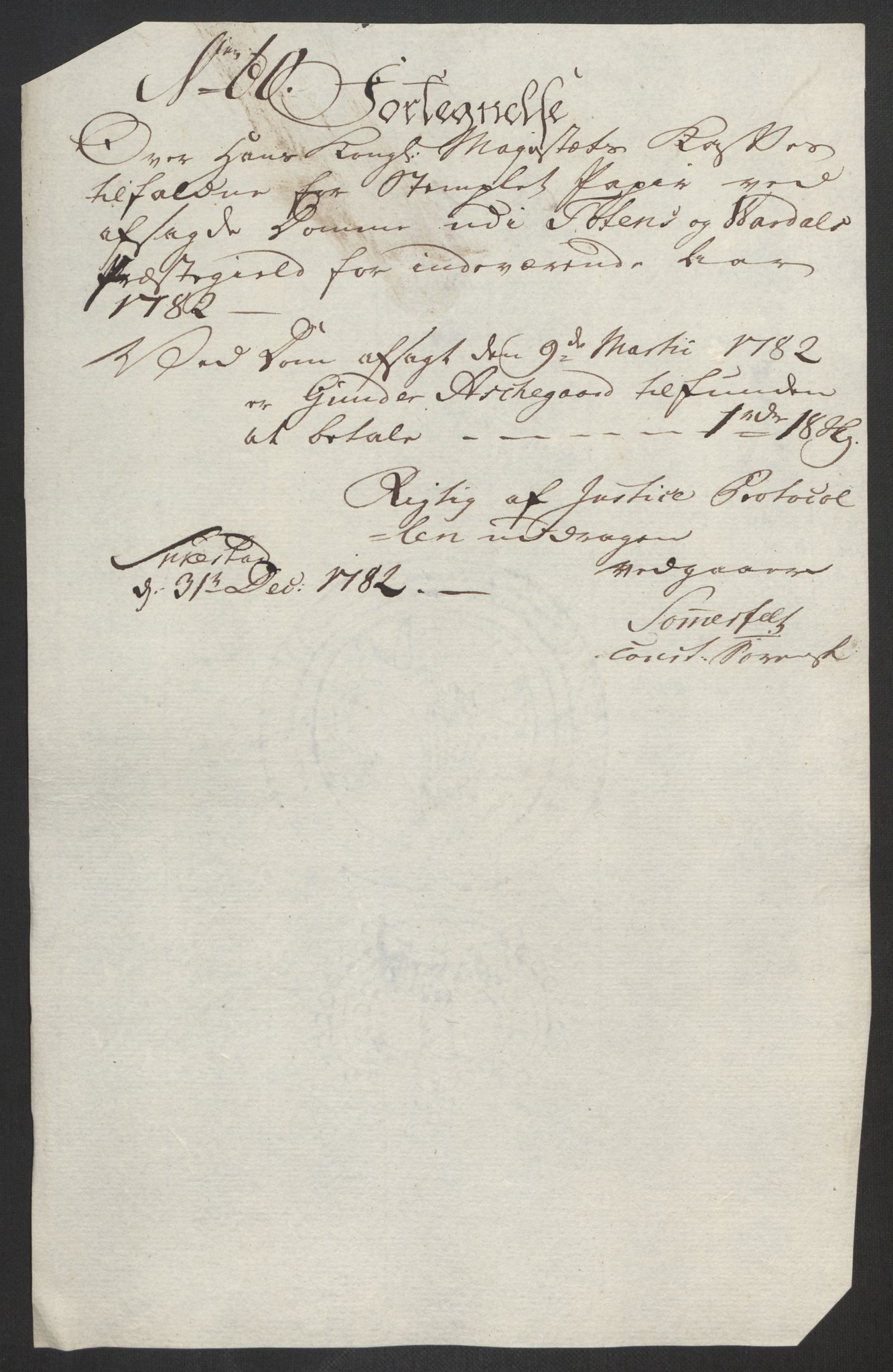 Rentekammeret inntil 1814, Reviderte regnskaper, Fogderegnskap, AV/RA-EA-4092/R19/L1369: Fogderegnskap Toten, Hadeland og Vardal, 1782, p. 209