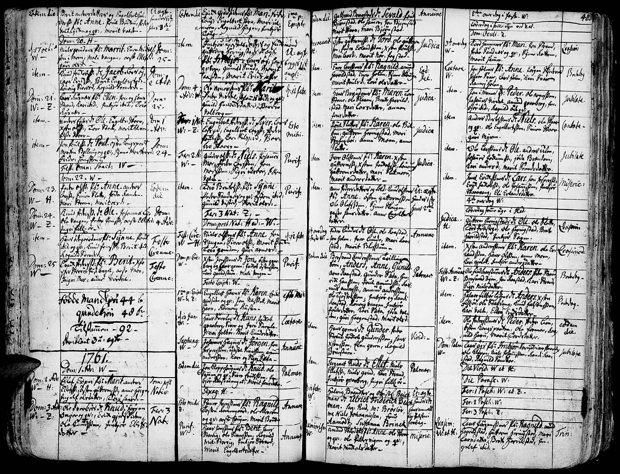 Vågå prestekontor, SAH/PREST-076/H/Ha/Haa/L0001: Parish register (official) no. 1, 1739-1810, p. 42