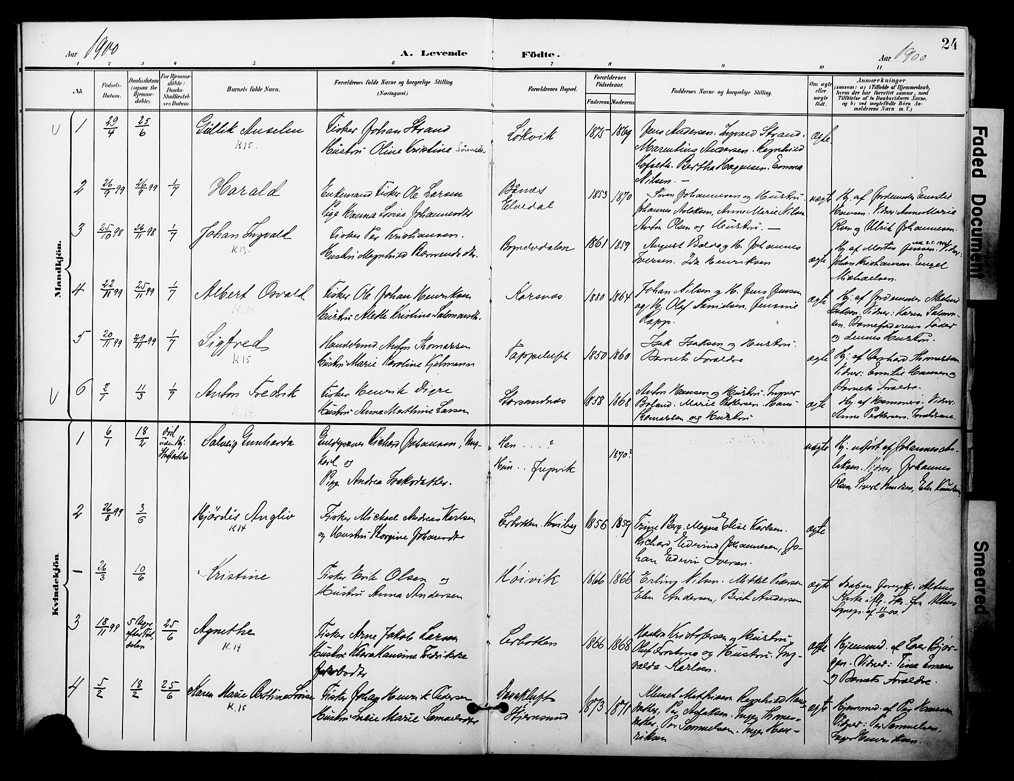 Talvik sokneprestkontor, SATØ/S-1337/H/Ha/L0014kirke: Parish register (official) no. 14, 1897-1905, p. 24