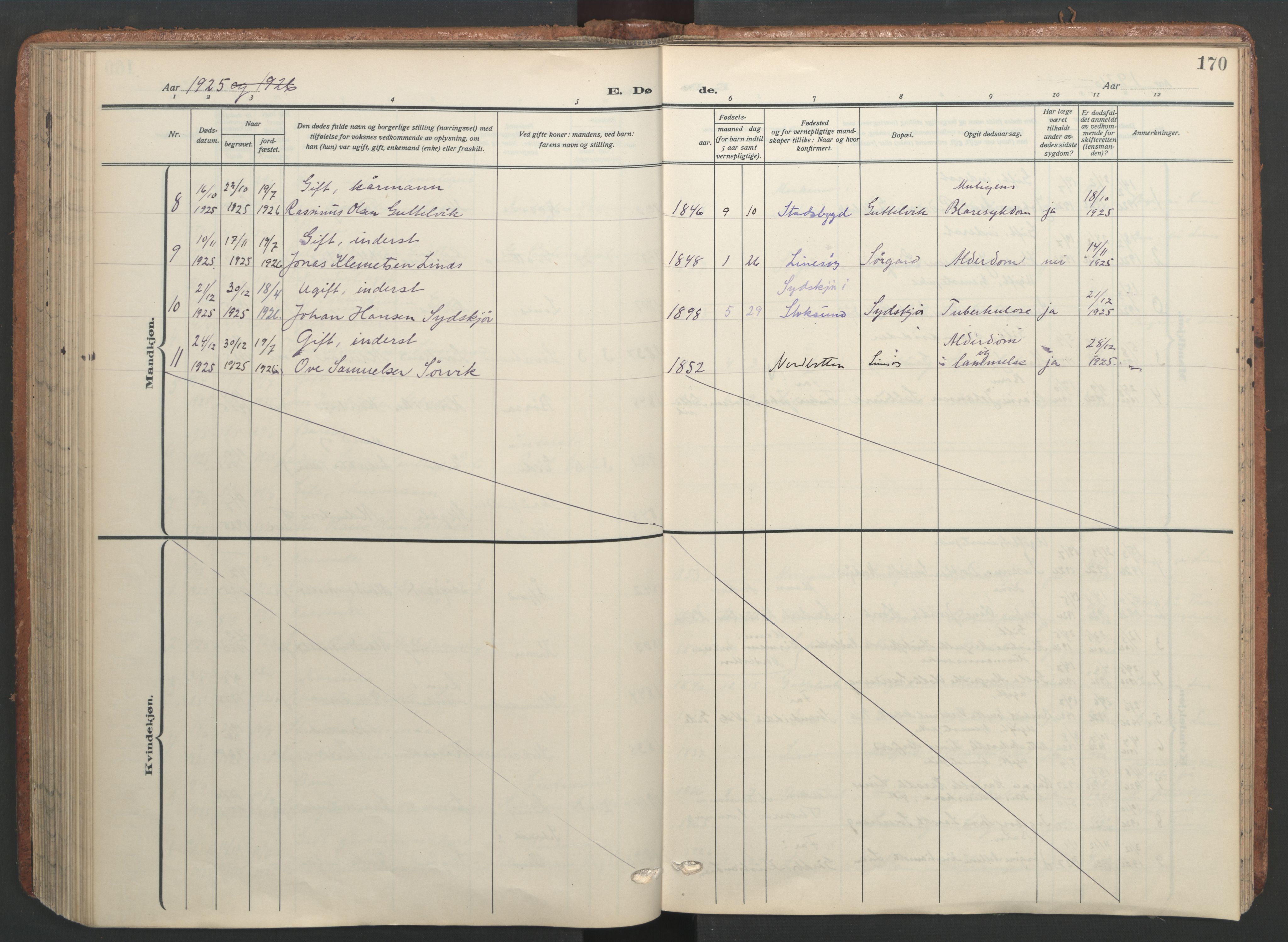 Ministerialprotokoller, klokkerbøker og fødselsregistre - Sør-Trøndelag, AV/SAT-A-1456/656/L0694: Parish register (official) no. 656A03, 1914-1931, p. 170