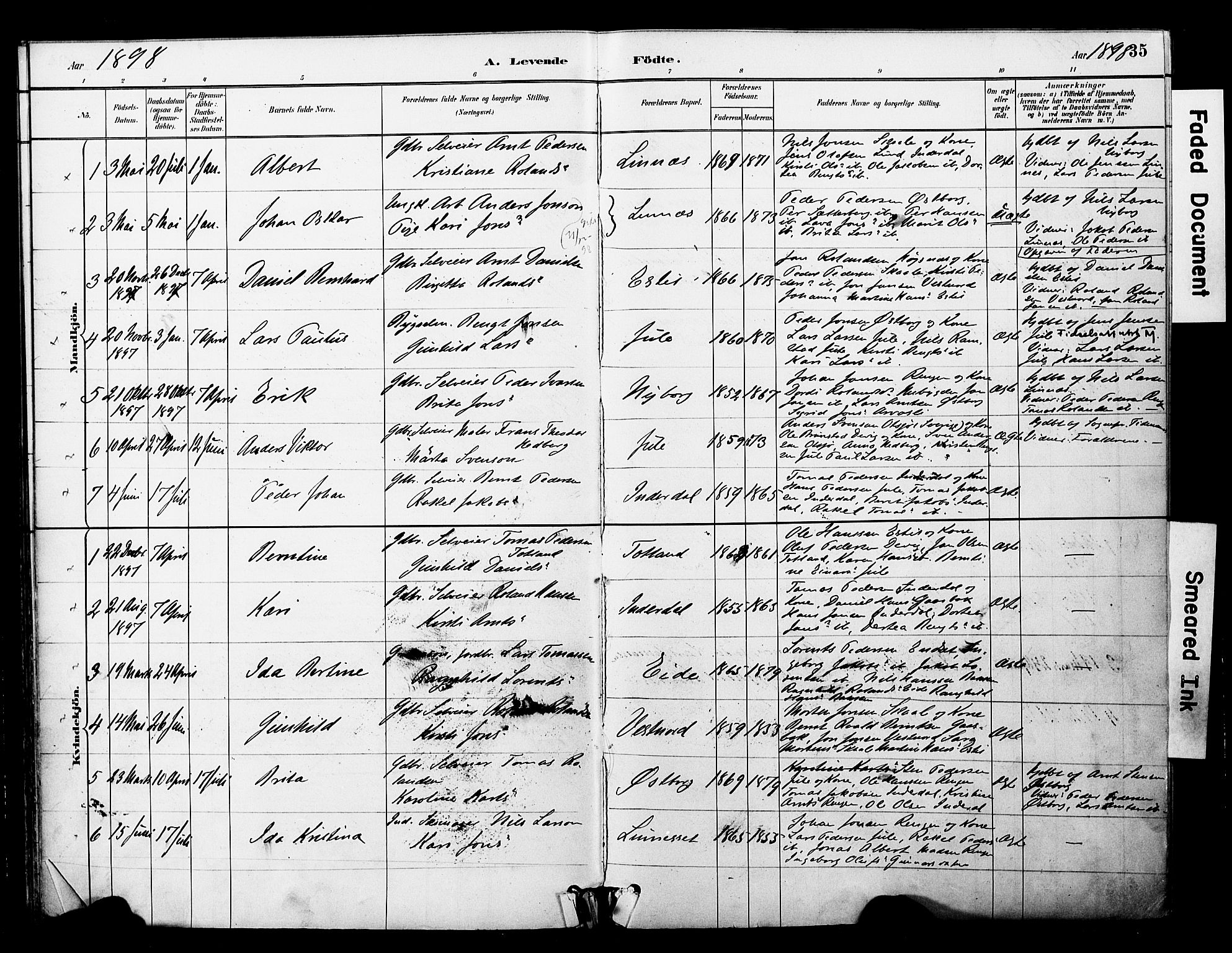 Ministerialprotokoller, klokkerbøker og fødselsregistre - Nord-Trøndelag, SAT/A-1458/757/L0505: Parish register (official) no. 757A01, 1882-1904, p. 35