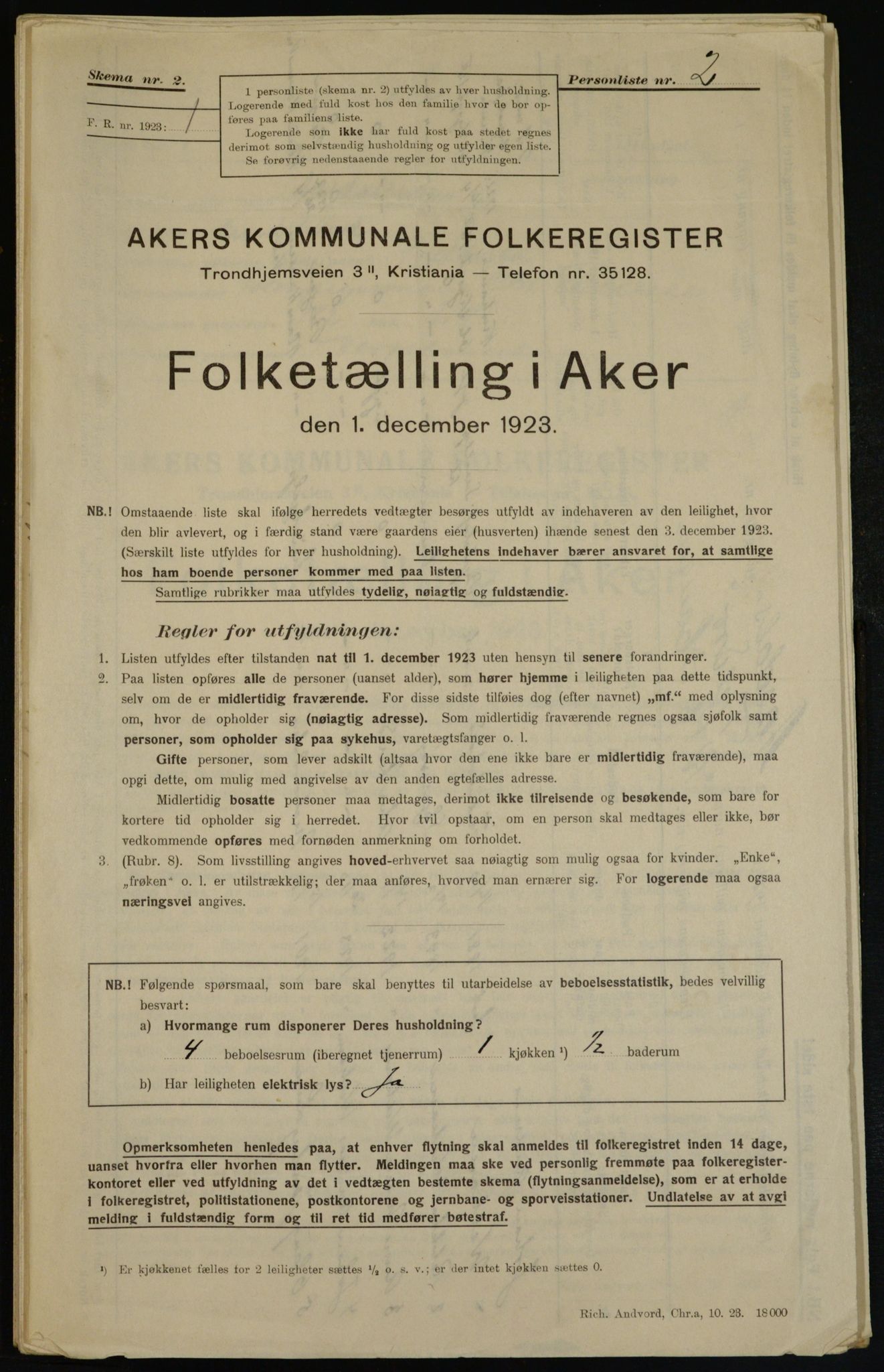 , Municipal Census 1923 for Aker, 1923, p. 36665