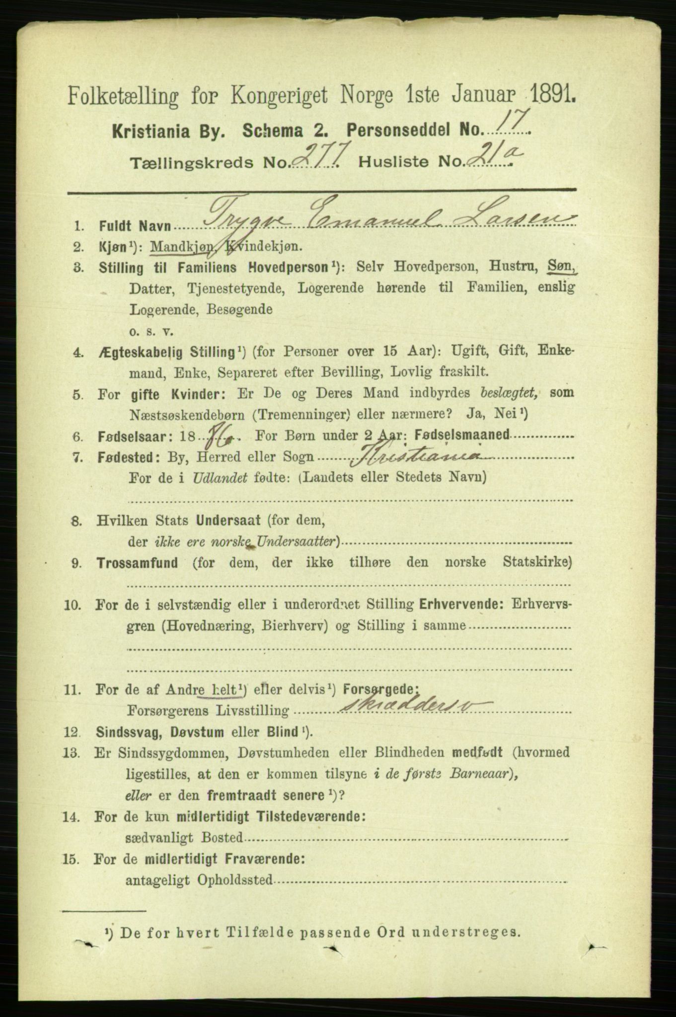 RA, 1891 census for 0301 Kristiania, 1891, p. 168550