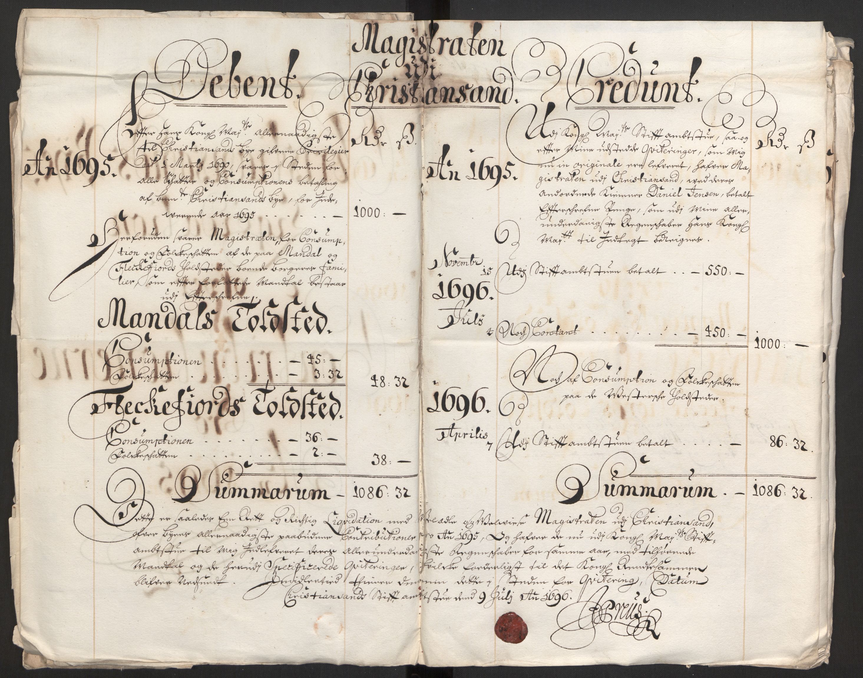 Rentekammeret inntil 1814, Reviderte regnskaper, Byregnskaper, AV/RA-EA-4066/R/Rm/L0258: [M1] Kontribusjonsregnskap, 1664-1700, p. 66