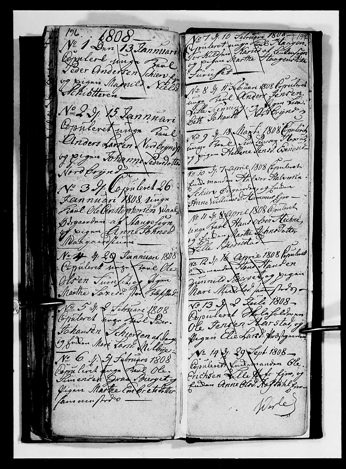 Romedal prestekontor, SAH/PREST-004/L/L0004: Parish register (copy) no. 4, 1807-1814, p. 196-197