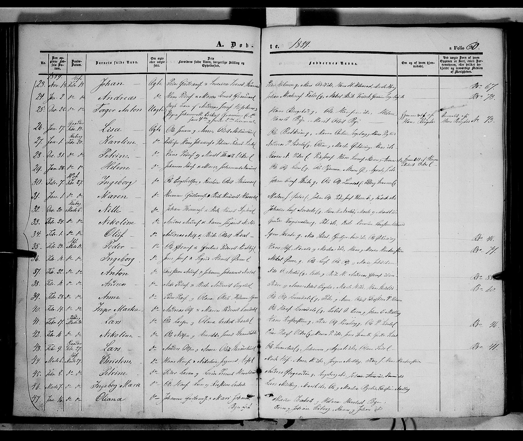 Land prestekontor, SAH/PREST-120/H/Ha/Haa/L0010: Parish register (official) no. 10, 1847-1859, p. 60
